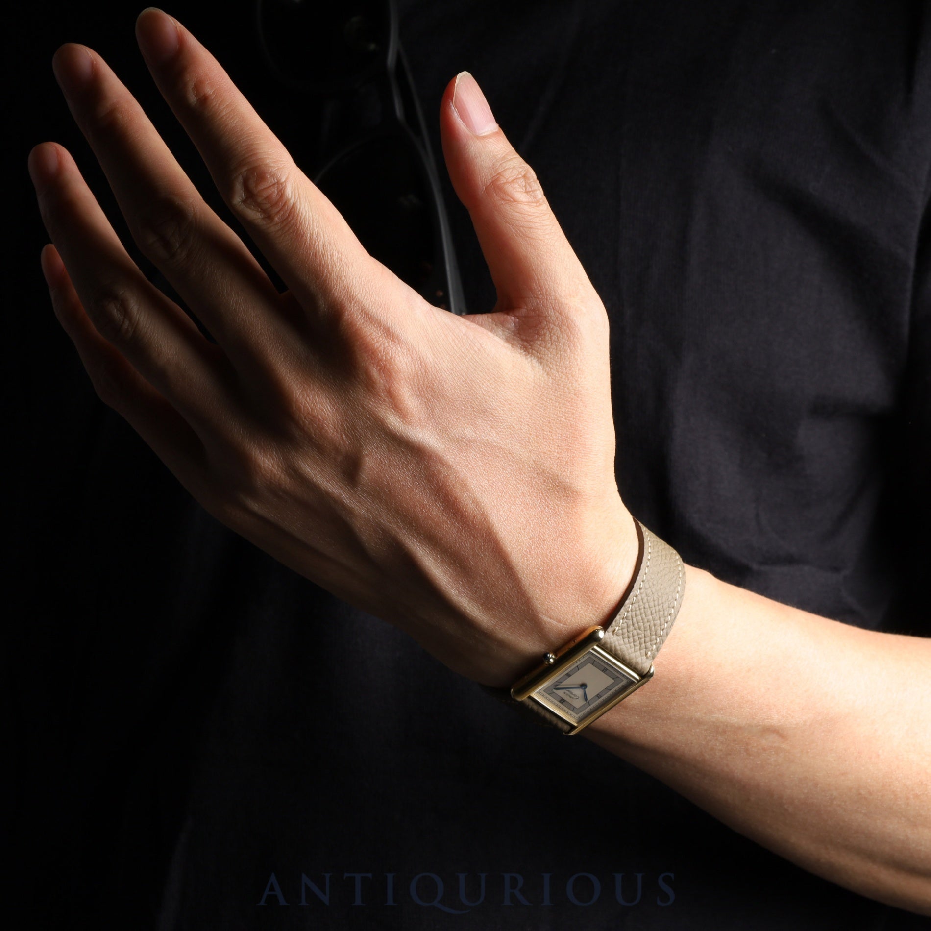 Cartier Must Tank LM 6 81006 Quartz Cal.81 SV925 Leather Genuine Buckle (GP) Silver Flying Roman Dial Overhauled