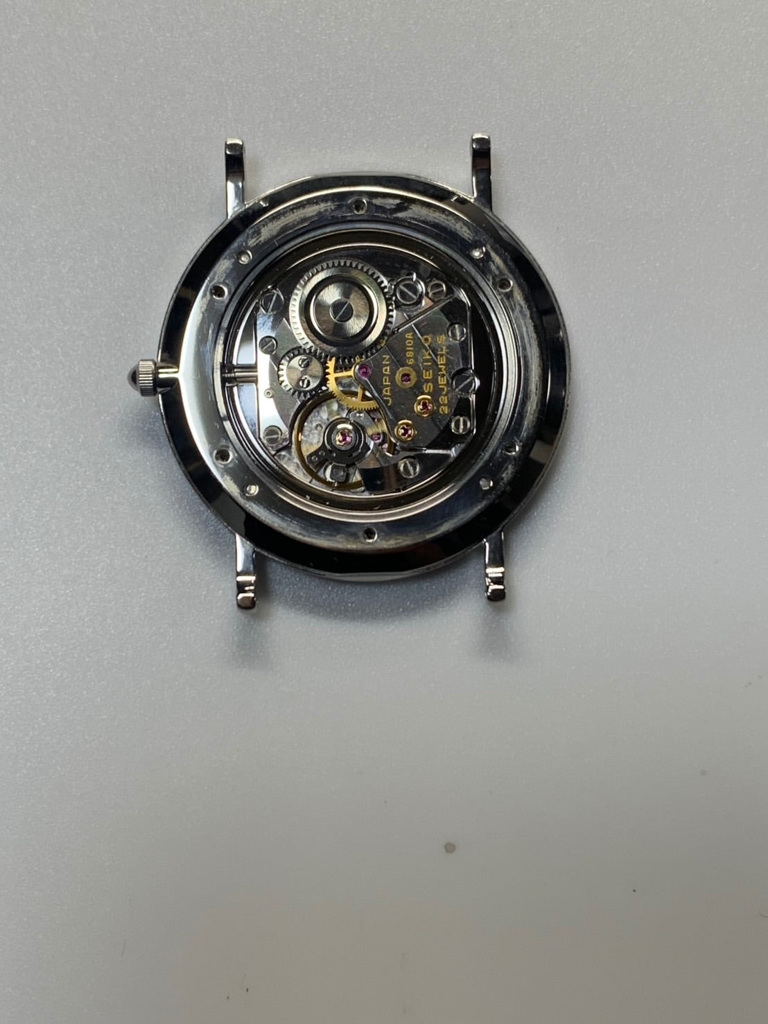 セイコー メカニカル 6810-8000 手巻き Cal.6810A SS 純正革ベルト 純正ピンバックル(SS)シルバー文字盤 オーバーホール済み