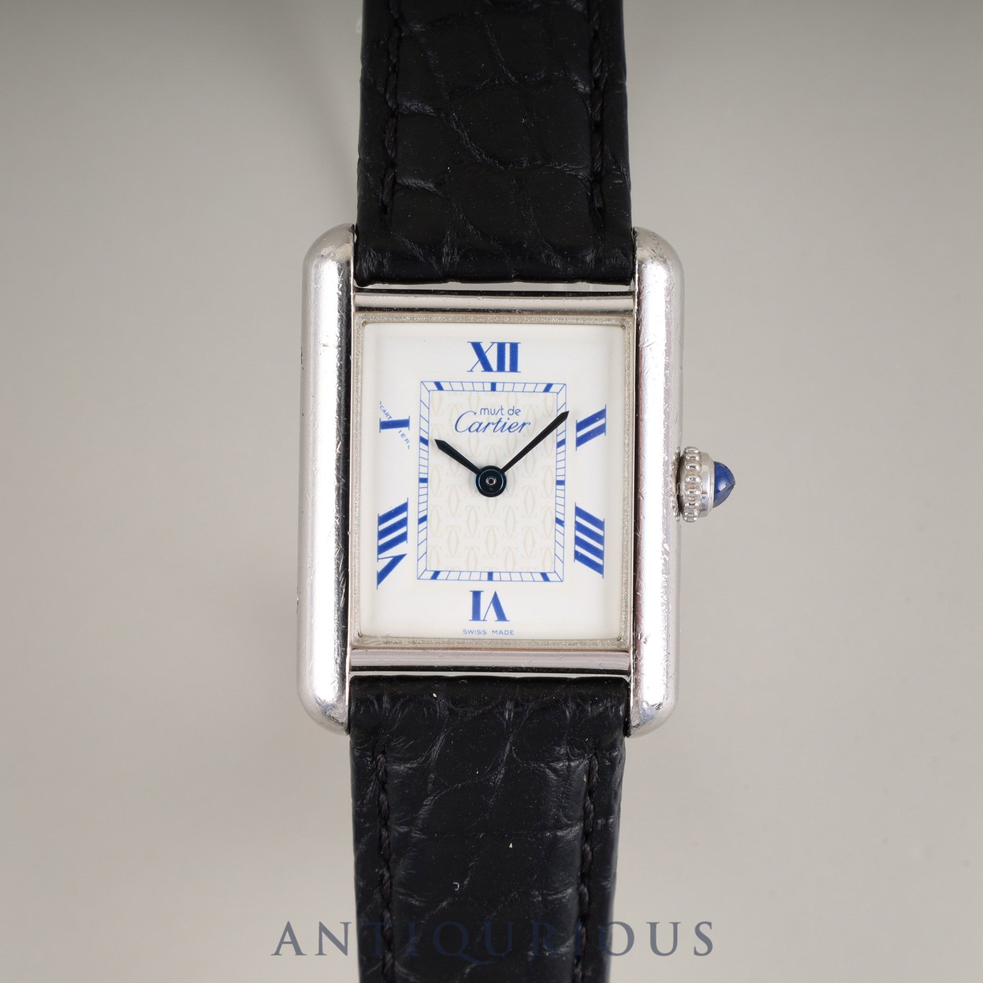 Cartier Must Tank MM W1014054 / 2416 Quartz Caliber 057 SV925 Leather Strap with Genuine D-Clasp (Stainless Steel) White Roman Dial (SWISS MADE) Overhauled