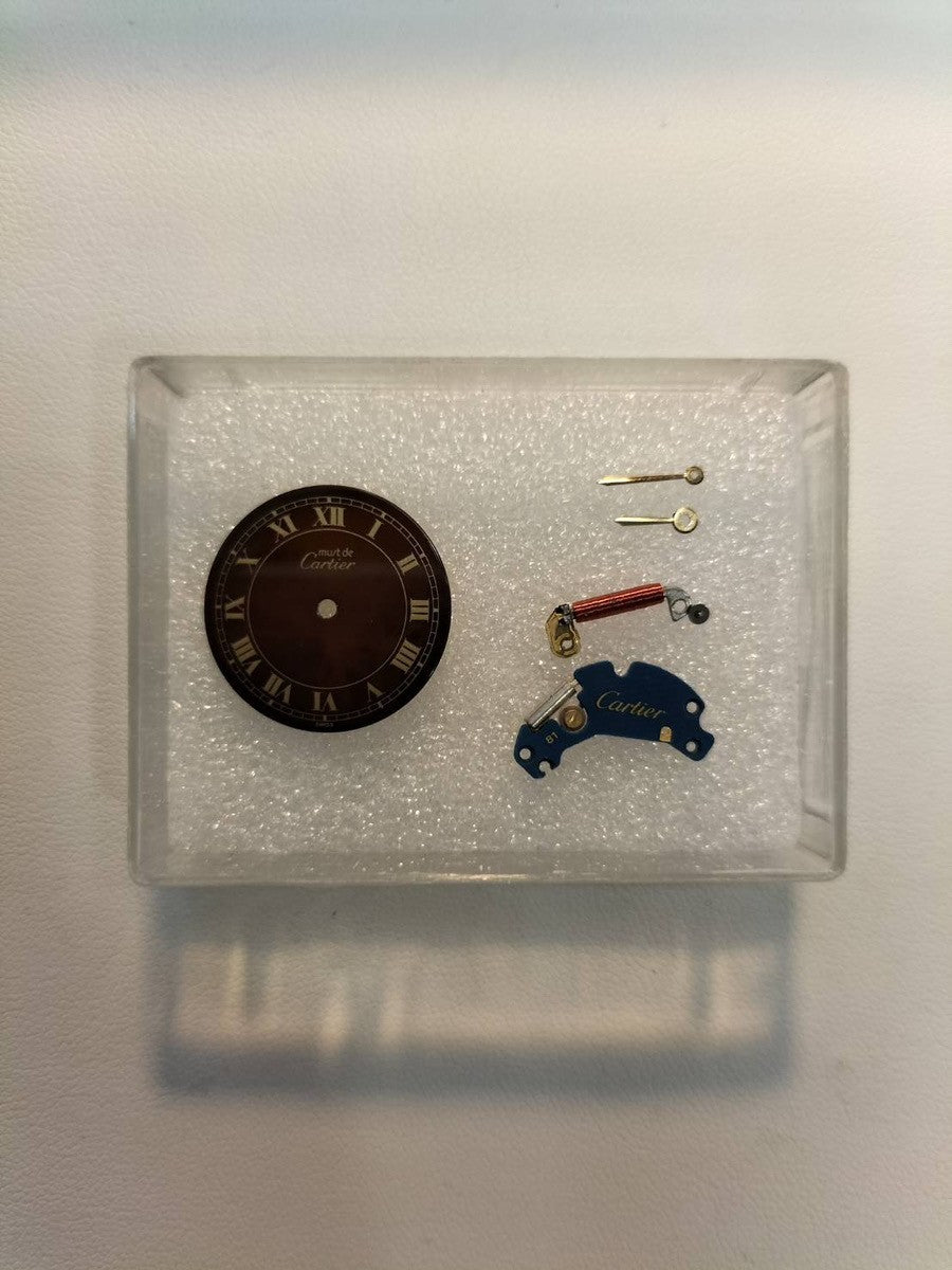 Cartier Must Vendôme VLC SM 18 Quartz Cal.81 SV925 Leather Strap with Genuine GP Buckle, Mahogany Roman Dial, Box, Overhauled