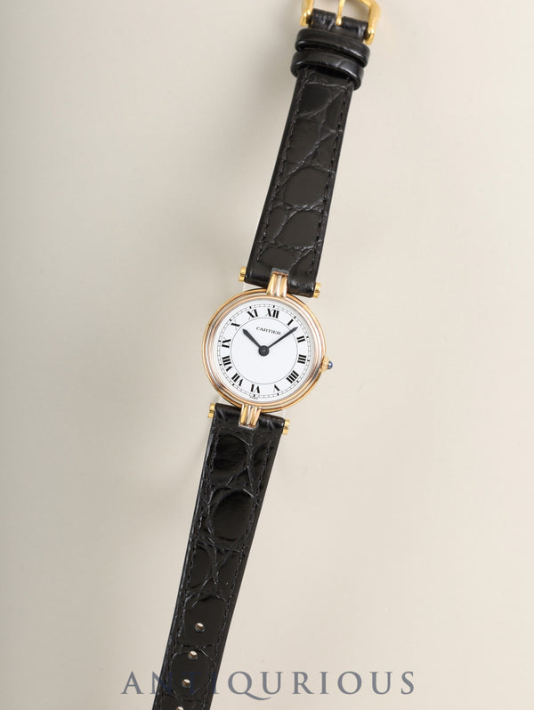 カルティエ ヴァンドーム トリニティ VLC SM 81004 クォーツ Cal.81 750YG 革 純正ピンバックル(GP) ホワイトローマン文字盤(PARIS表記)箱 オーバーホール済み