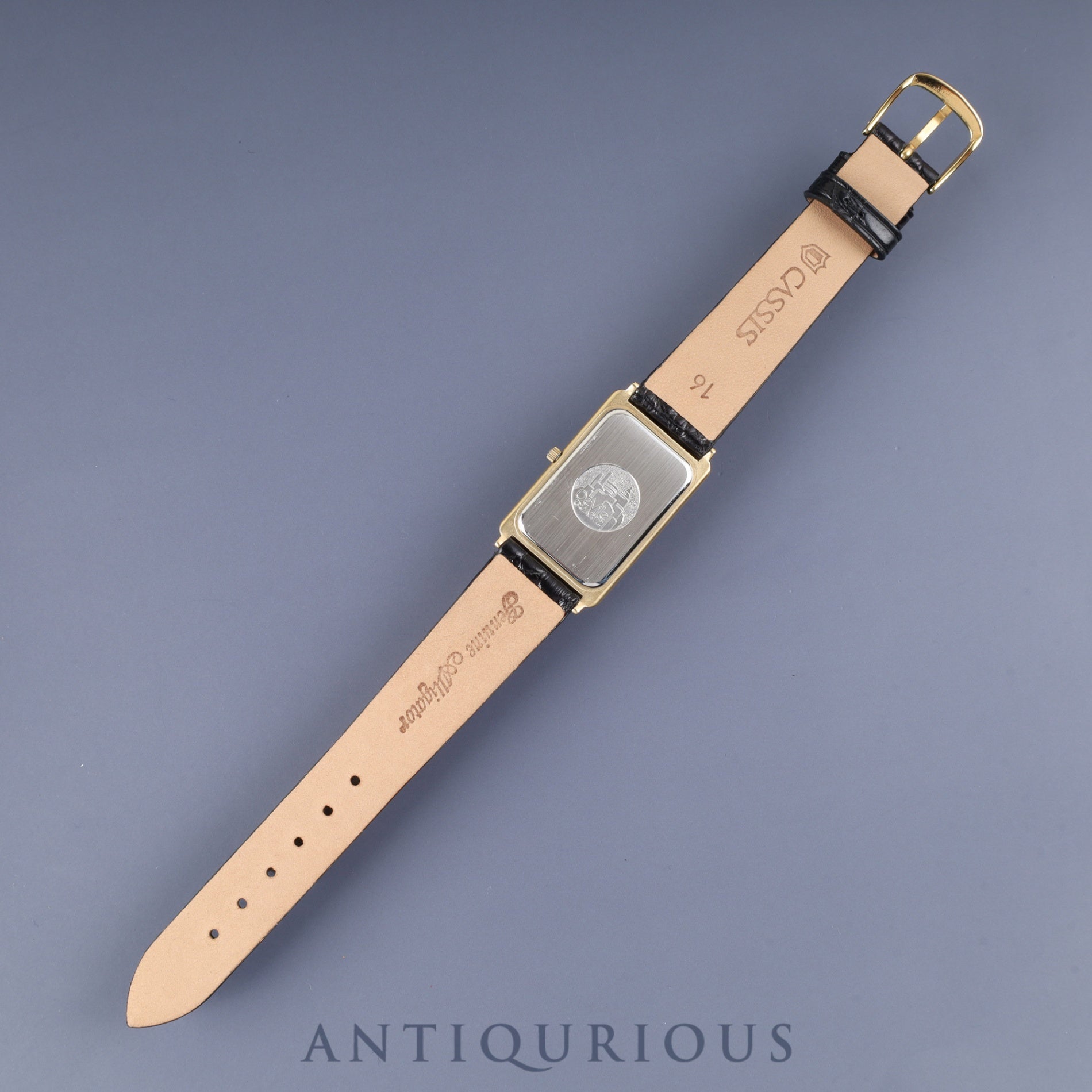 オメガ デ・ヴィル 195.0051 クォーツ Cal.1455 GP 革 社外尾錠(GP)ゴールドストライプ文字盤 オーバーホール済み