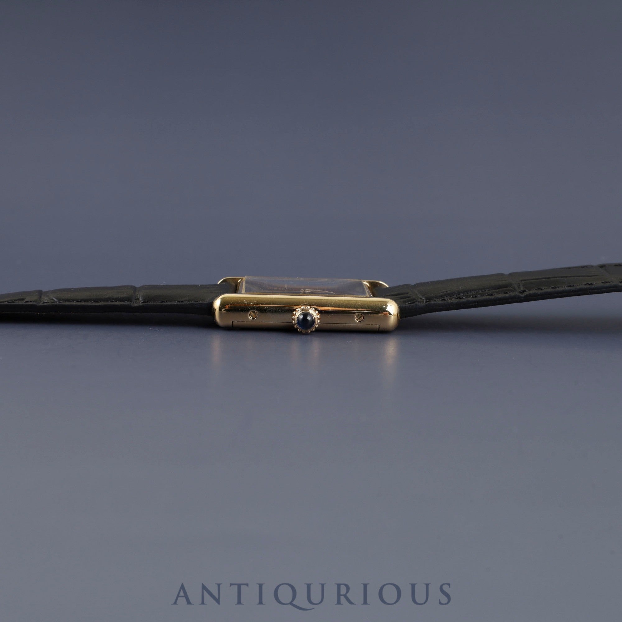 Cartier Must Tank LM, manual winding, Cal. 78-1, SV925, leather, genuine D-buckle (GP), black onyx dial, complete service (full maintenance) completed at a Cartier boutique.