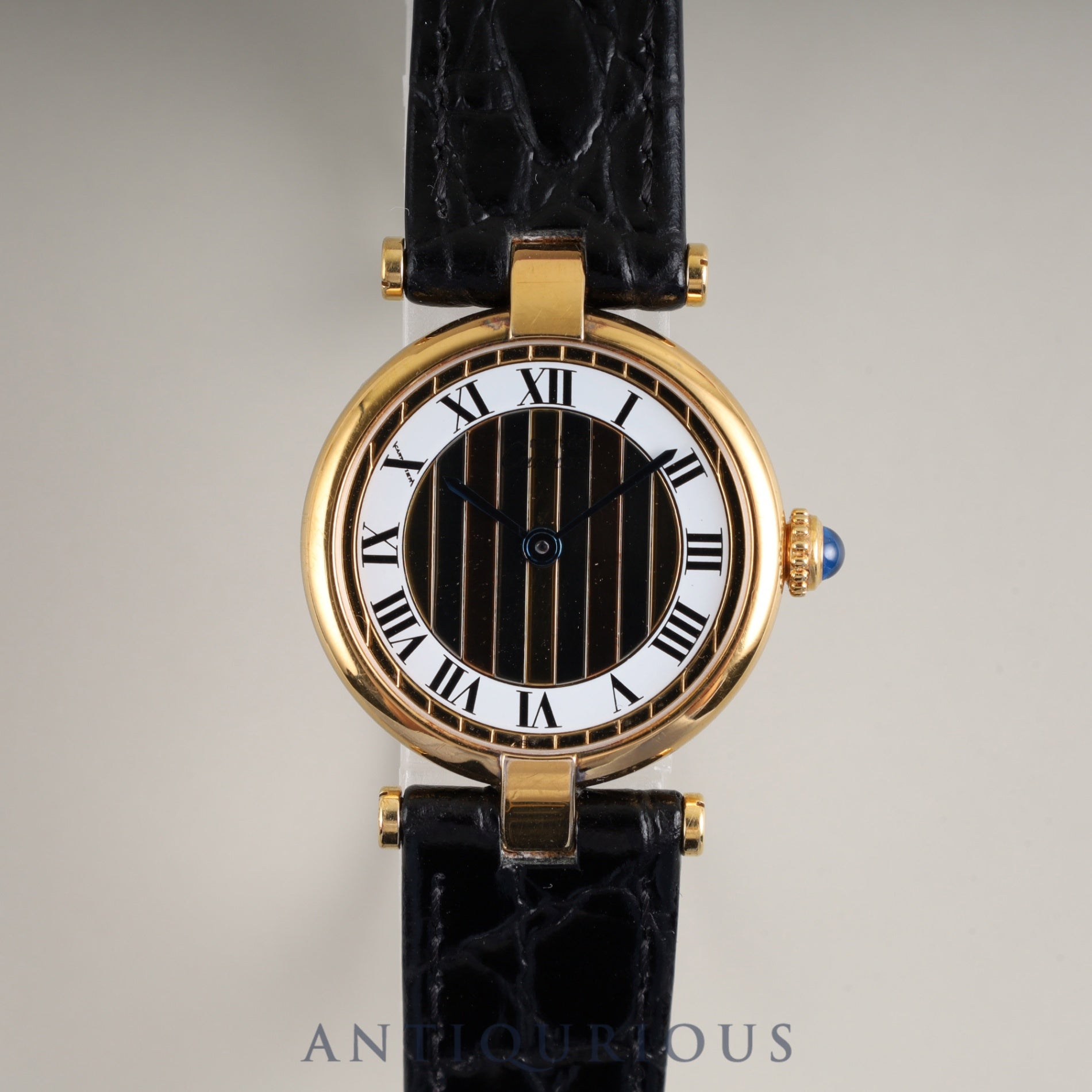 カルティエ マスト ヴァンドーム VLC SM 590004 クォーツ Cal.90 SV925 革 純正尾錠(GP) フロントトリニティ文字盤 箱 タグ 冊子 保証書(1990年) オーバーホール済み