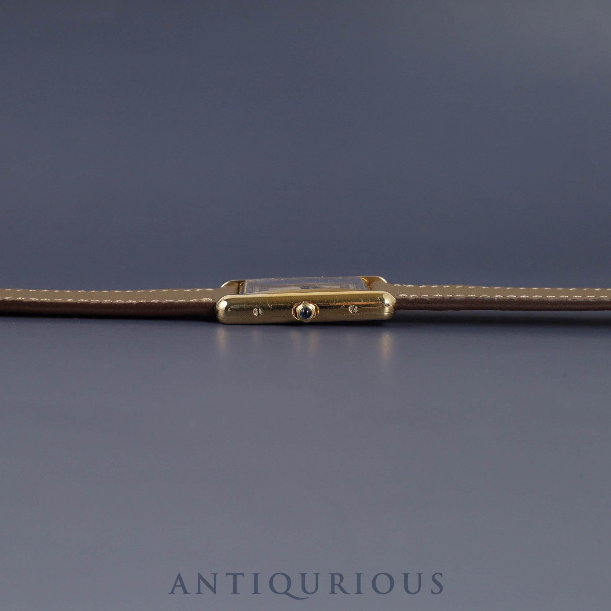 Cartier Must Tank LM 6 81006 Quartz Cal.81 SV925 Leather Genuine Buckle (GP) Silver Flying Roman Dial Overhauled