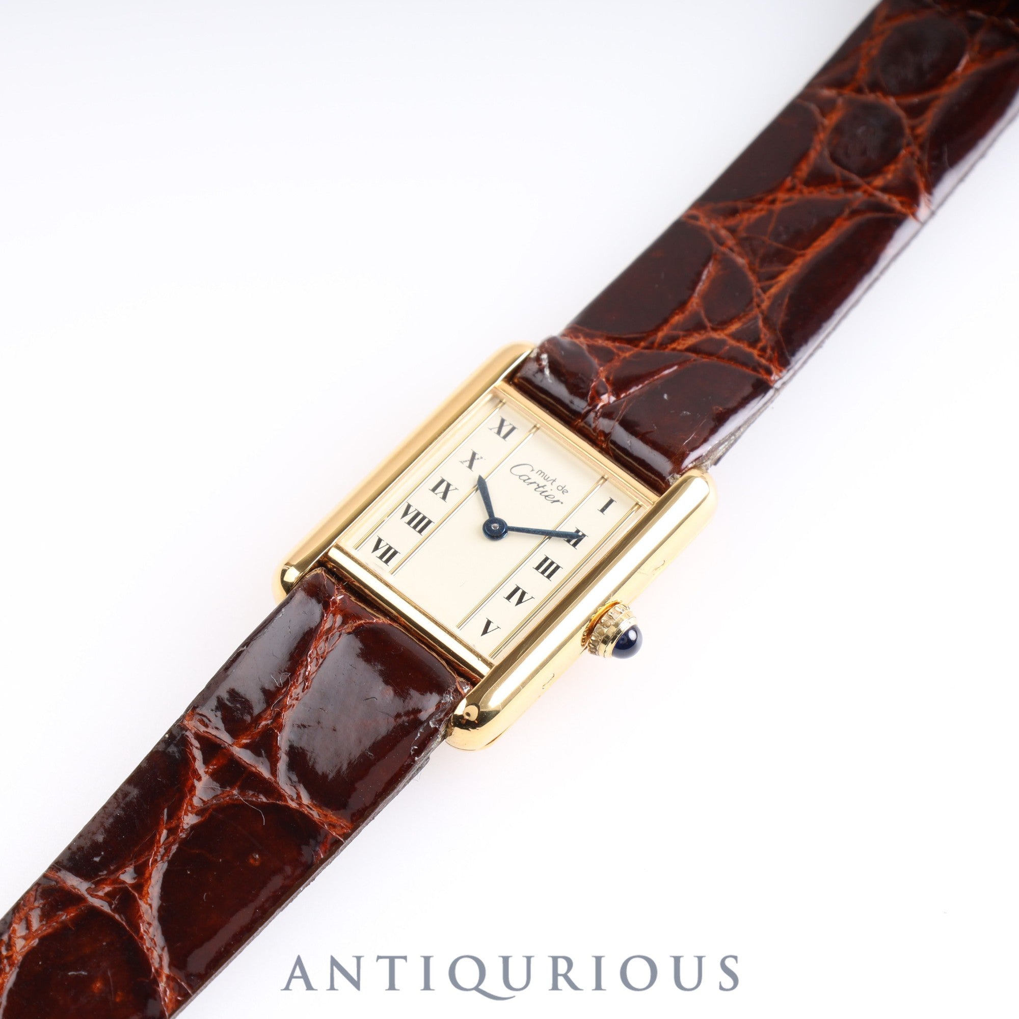 Cartier Must Tank SM Straight Roman Dial 5057001 925 Leather Genuine Buckle (GP) Quartz Mid 1980s - circa 1994