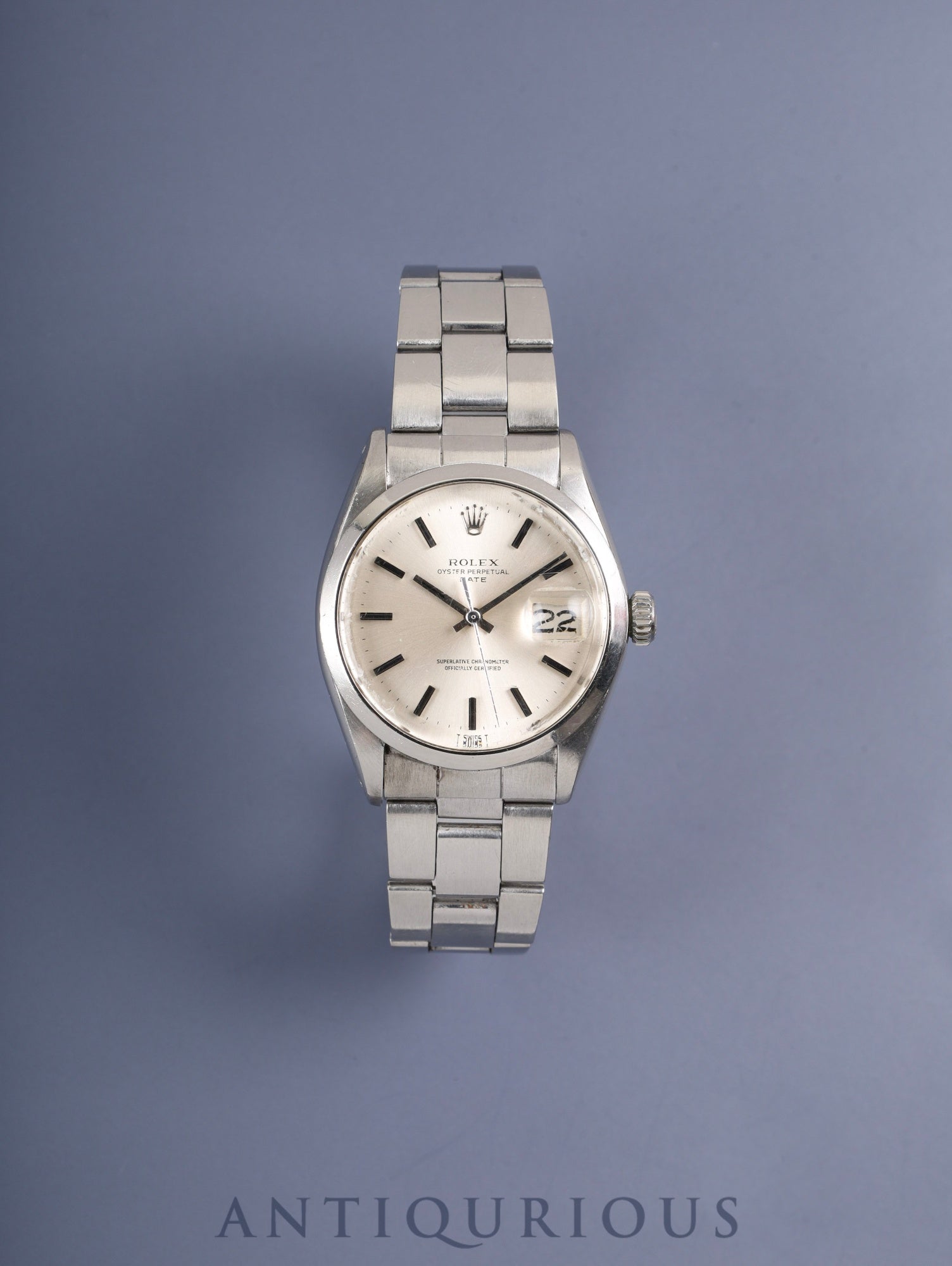 ロレックス オイスターパーペチュアルデイト 1500 自動巻き Cal.1570 SS SS シルバー文字盤 25番(1968年)クロノメーター証明書 冊子 オーバーホール済み