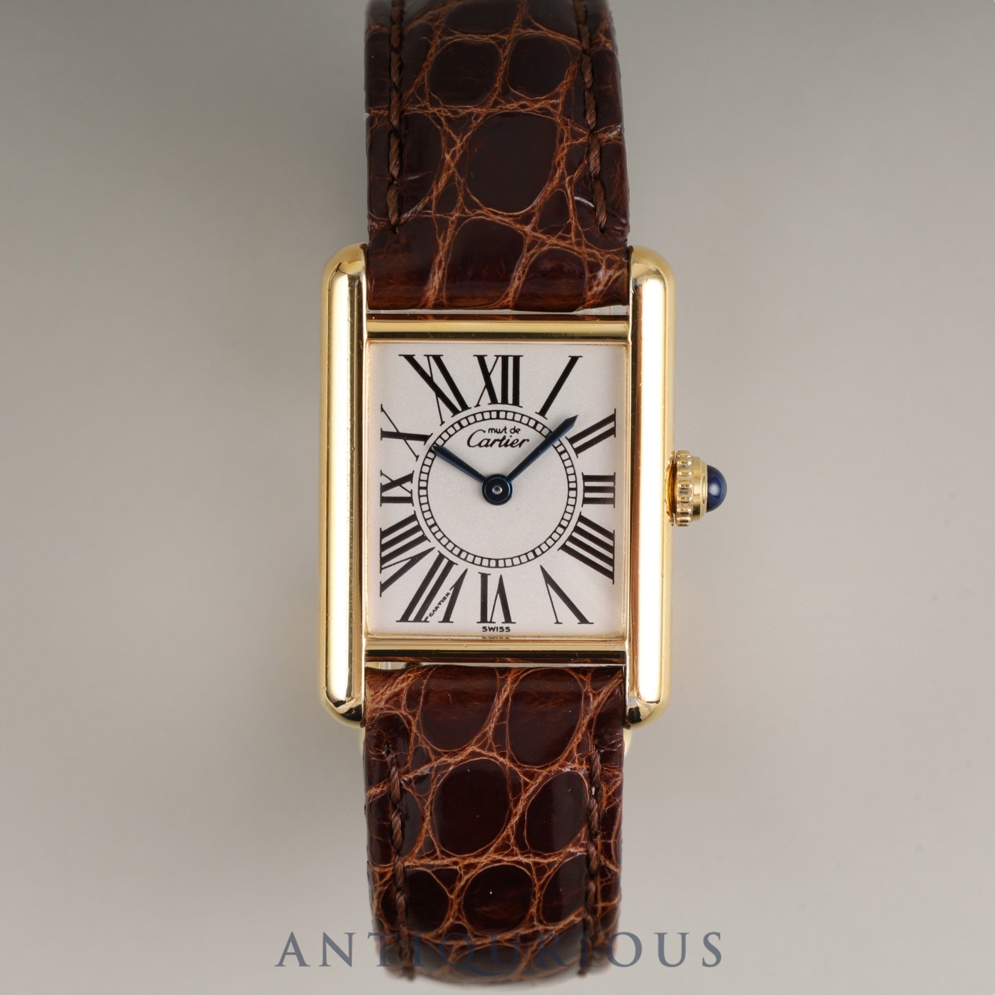 カルティエ マストタンク SM W1005554 / 5057001 クォーツ SV925 革 純正Dバックル(GP) オパラン文字盤 カルティエブティックにてコンプリートサービス済み