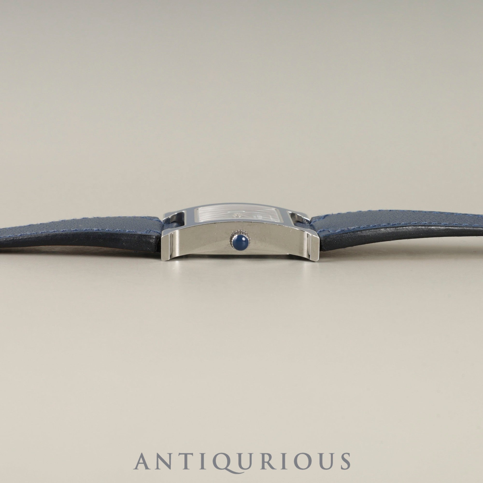 Hermès H Watch HH1.222 Quartz Caliber 901.001 Stainless Steel with Genuine Leather Strap (C Stamp: 2018) and Genuine Buckle (SS). Blue Dial. Overhauled.