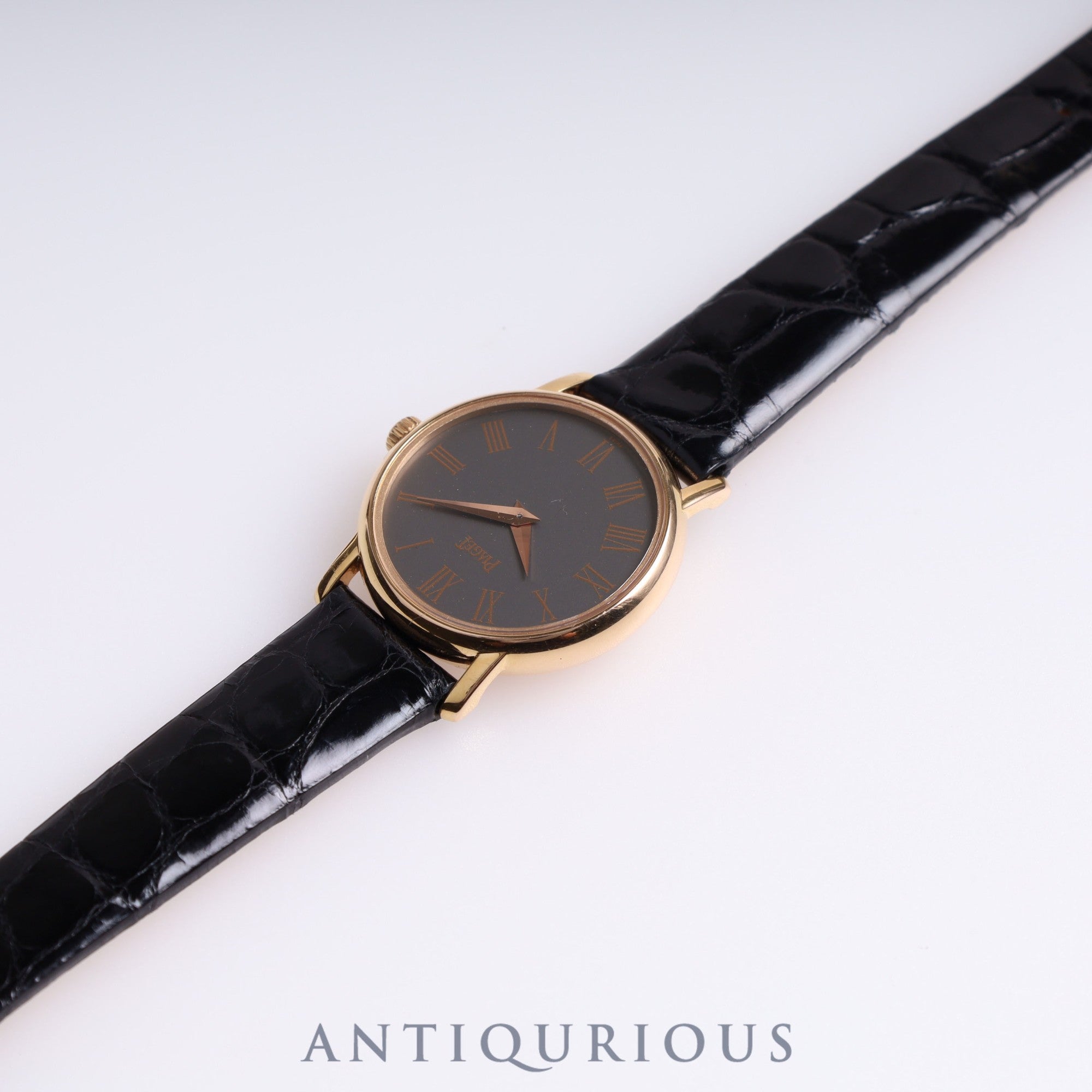 ピアジェ ラウンド 80005 クォーツ PG 革 純正尾錠(750)グレー文字盤 24.5mm