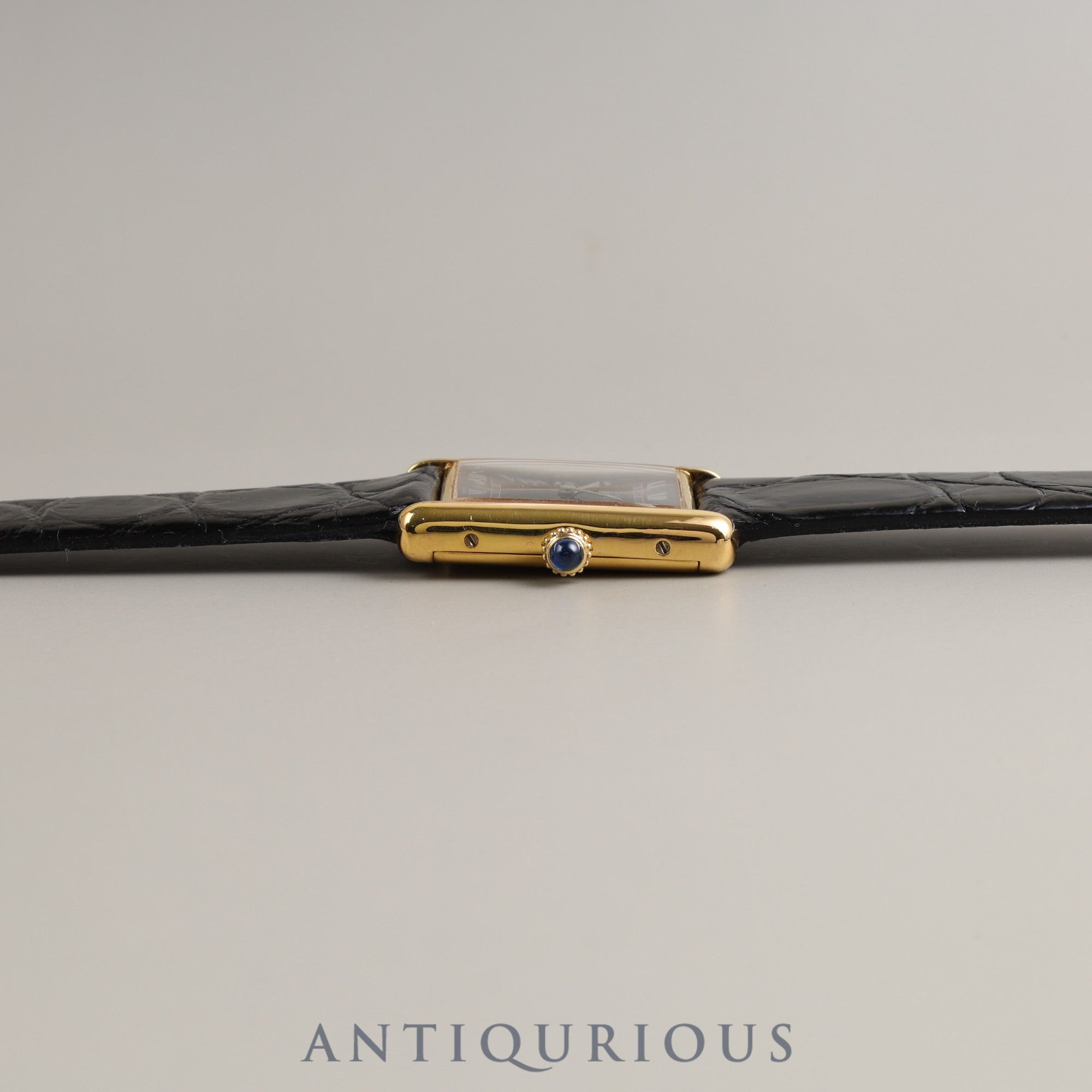 Cartier Must Tank LM Manual winding 925 Leather Genuine buckle (GP) Black Roman dial Box Overhauled