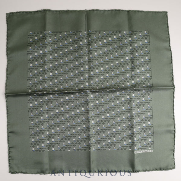 エルメス スカーフ カレ45 帆船柄 SILK100%