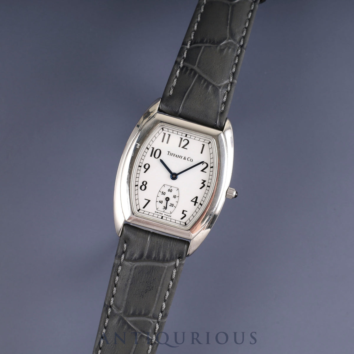 Tiffany Classic Tonneau Small Second 515.1018 Quartz Cal.980-163 SS Leather Genuine Buckle (SS) White Arabic Dial Overhauled