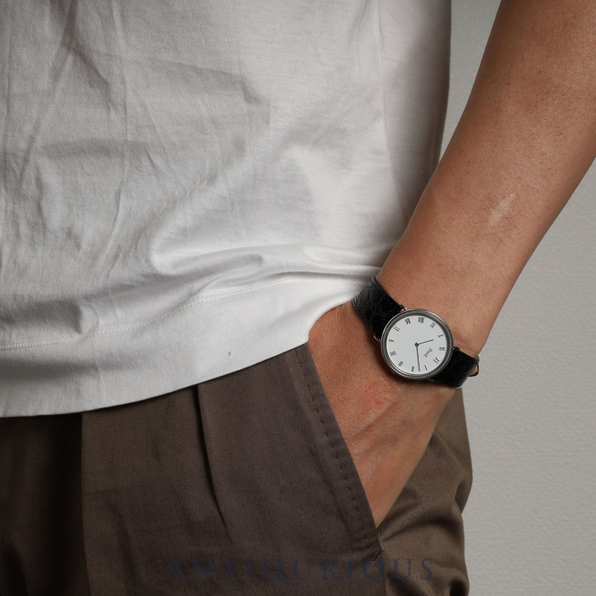Piaget Round 90231 Manual winding Cal.9P2 750 Leather Genuine buckle (750) White Roman dial Overhauled