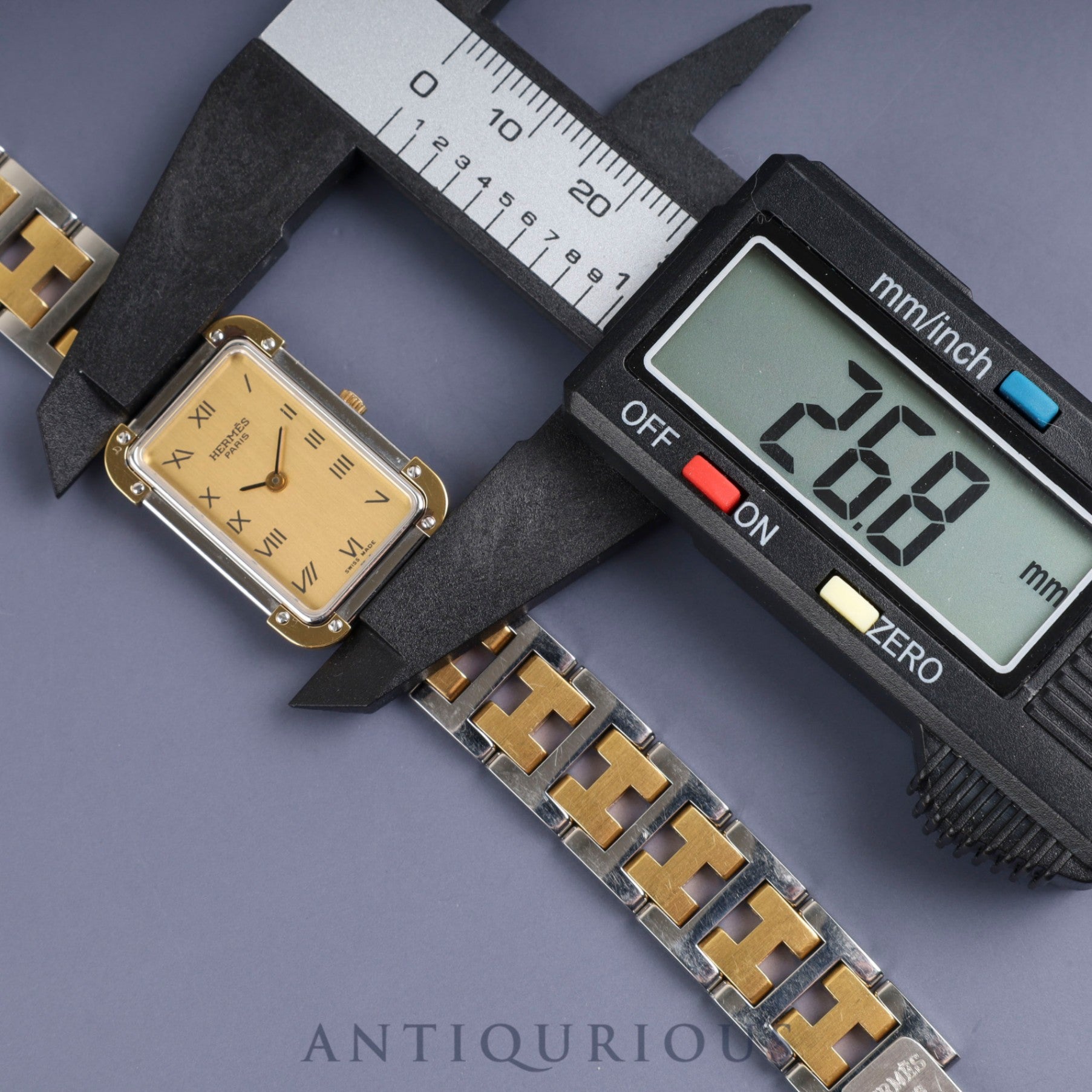Hermes Cloajour CR1.240 Quartz Cal.976.001 SS/GP SS/GP Champagne Dial Box Case Overhauled
