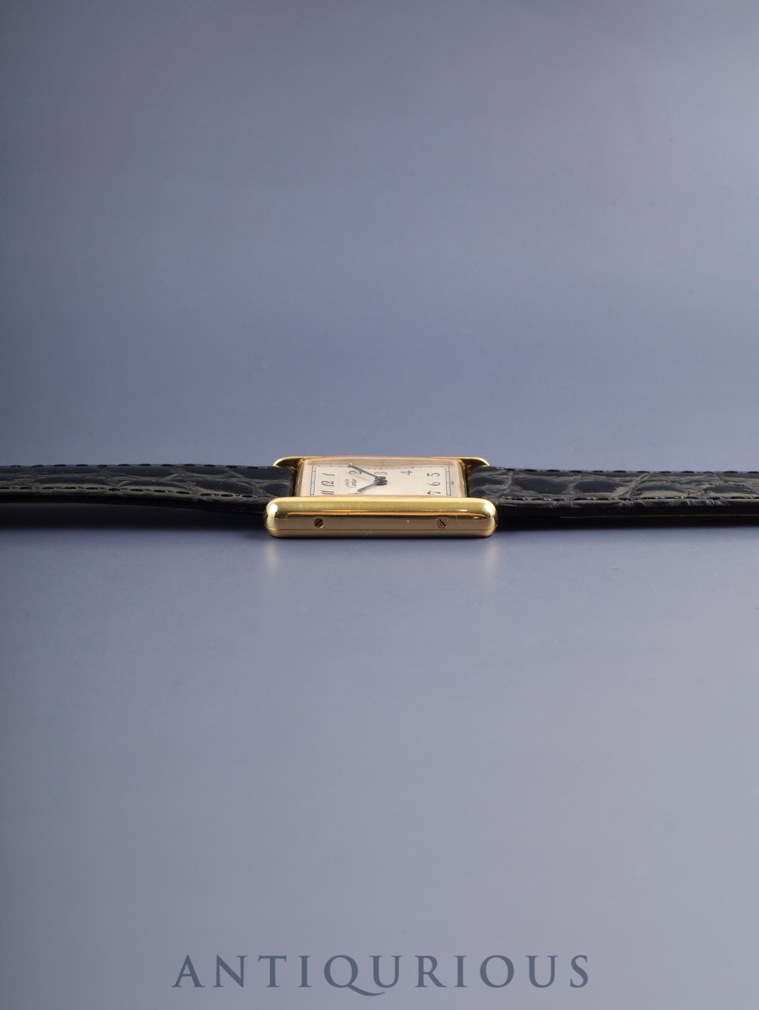 Cartier Must Tank LM 590005 Quartz Caliber 90 SV925 Leather Strap with Genuine GP Buckle Arabic Dial Circa 1982-1995 Overhauled and Finished to Like New