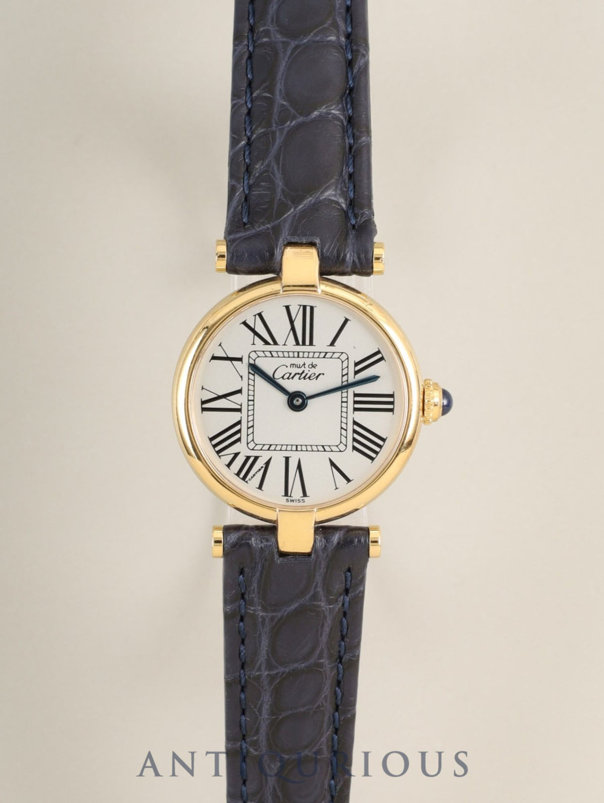 Cartier Must Vendome VLC SM 590004 Quartz Cal.90 SV925 Leather Genuine D-Buckle (GP) Opaline Dial (SWISS marking) Overhauled