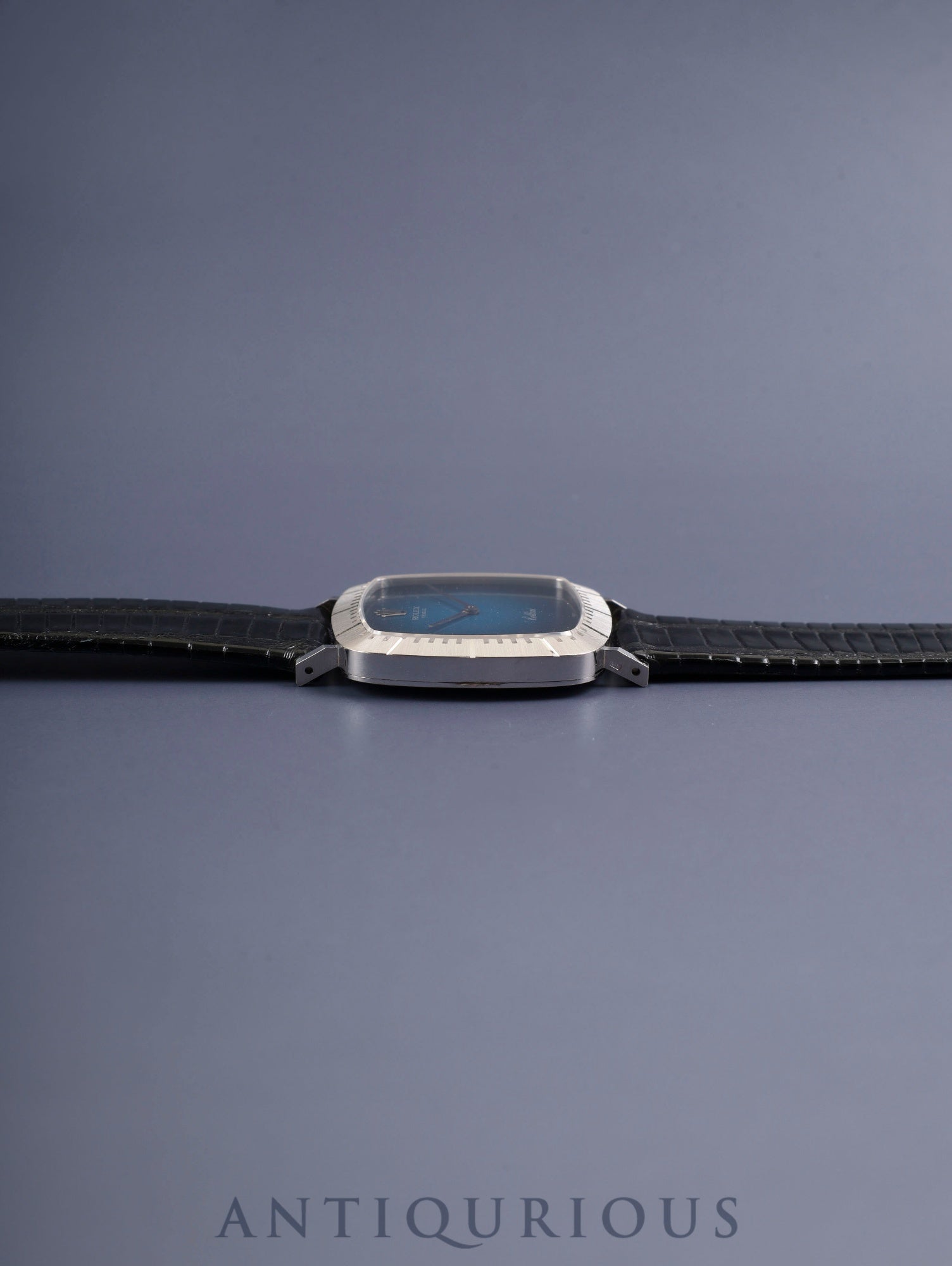 ロレックス チェリーニ 4084 手巻き Cal.1600 革 750WG 純正ピンバックル(SS)ネイビー文字盤 41番台(1974年)オーバーホール済み