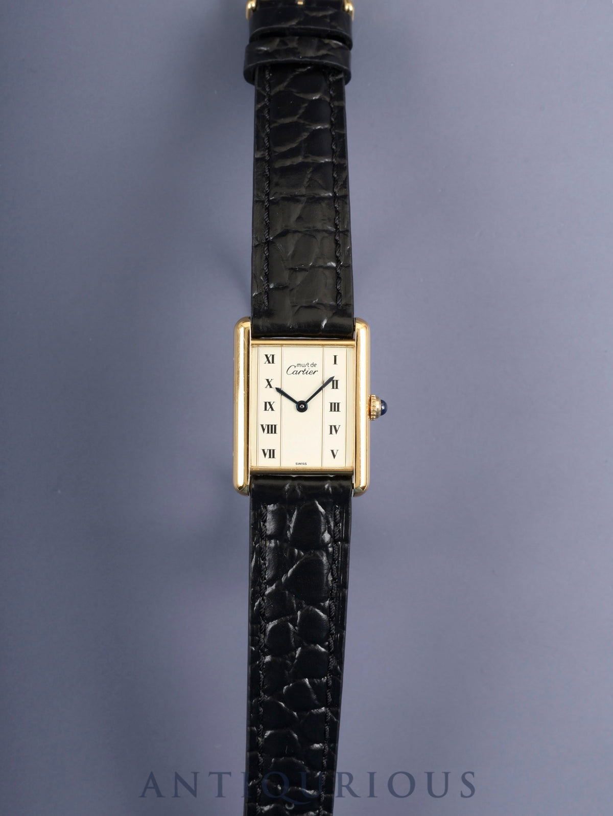 Cartier Must Tank LM 590005 Quartz Cal.90 SV925 Leather Original Pin Buckle (GP) Straight Roman Dial (SWISS marking) Overhauled