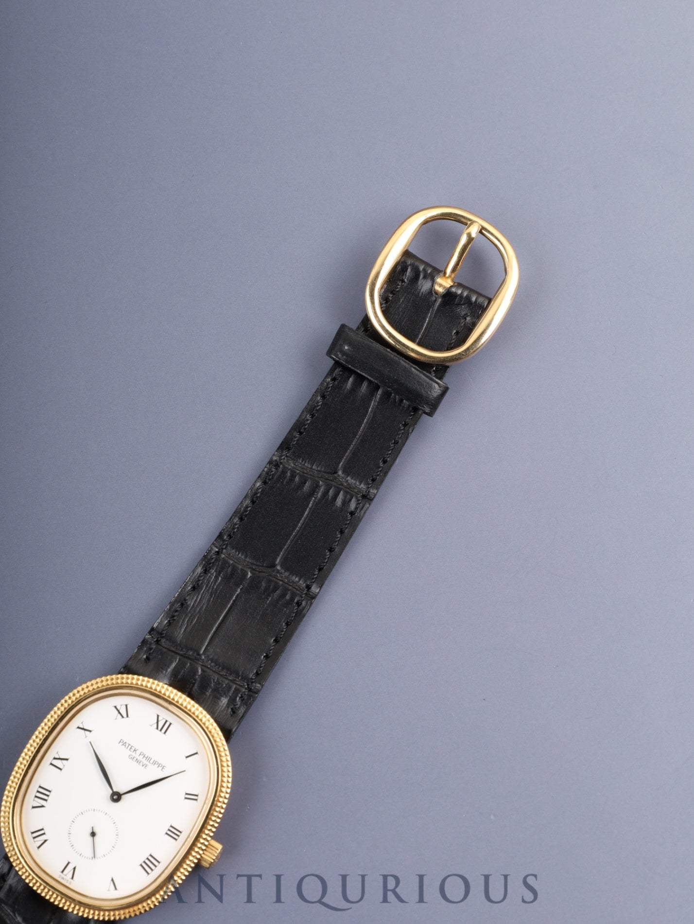 Patek Philippe Golden Ellipse 3989 Manual winding Cal. 215 750YG Leather strap Original pin buckle (750YG) White Roman dial Document case Booklets Warranty (1989) Overhauled