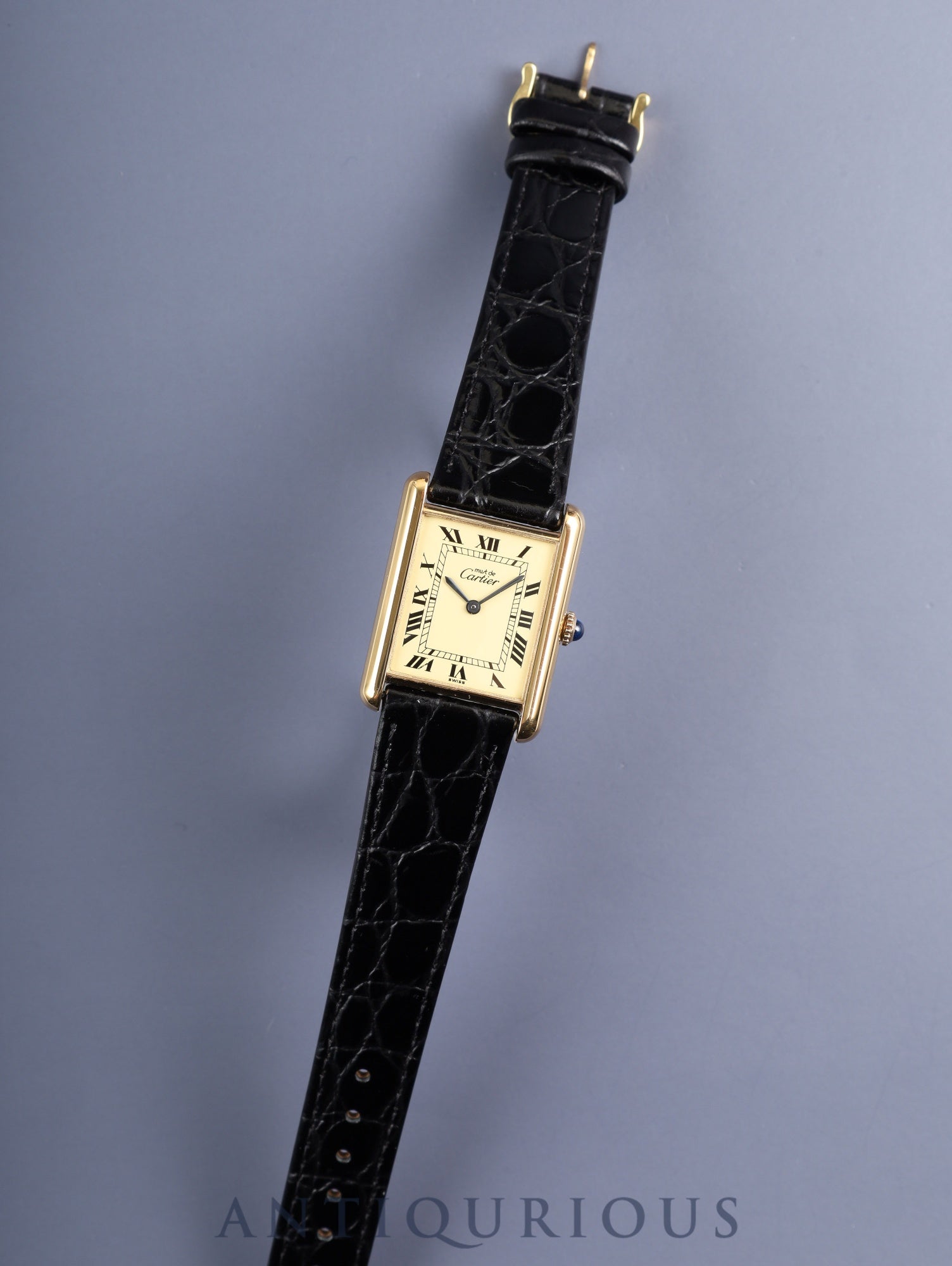 カルティエ マストタンク LM 手巻き Cal.78-1 SV925 革 純正ピンバックル(GP)アイボリーローマン文字盤(SWISS表記 ) 箱 冊子 カード オーバーホール済み