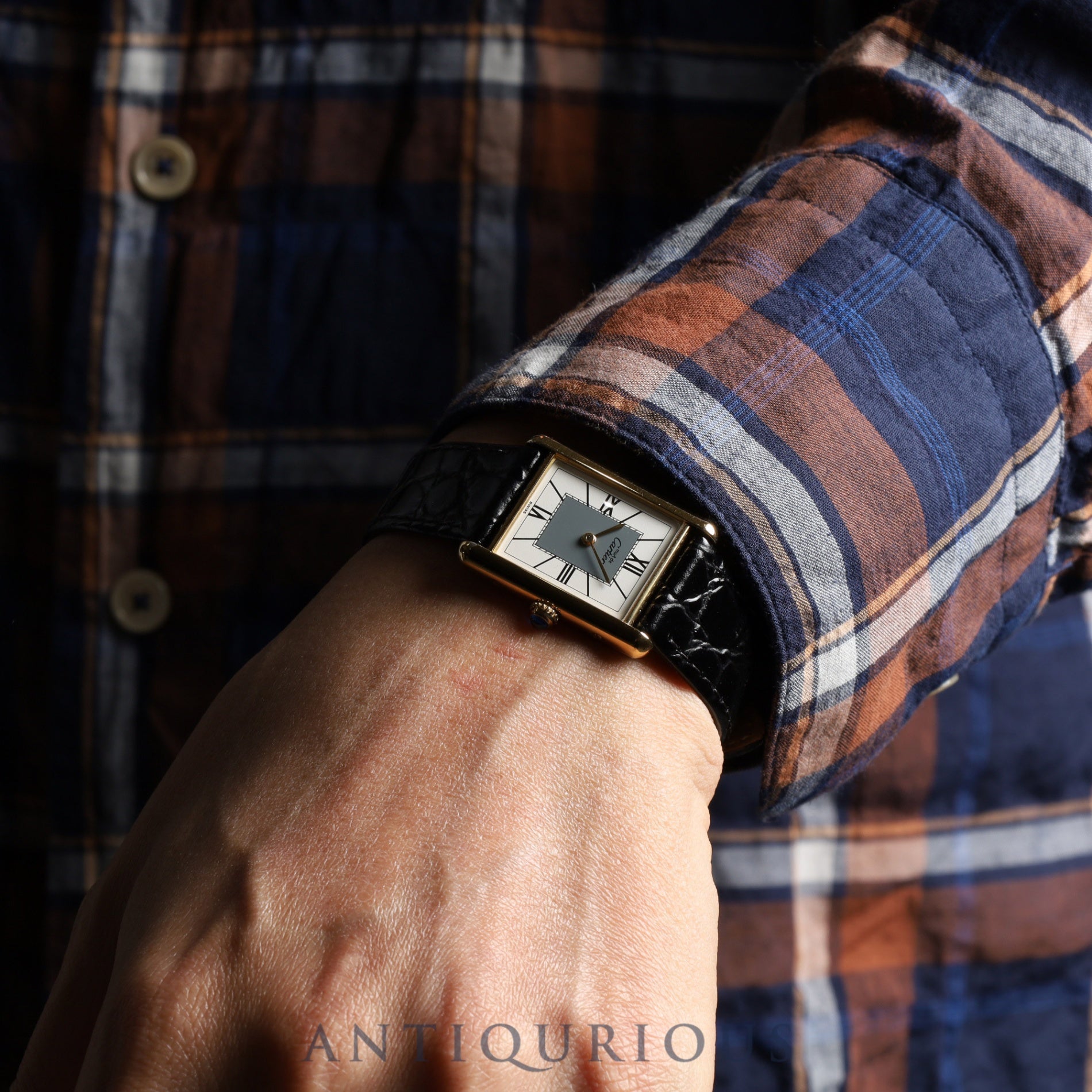 Cartier Must Tank LM 590005 Quartz Cal.90 SV925 Leather Genuine D-buckle (GP) Grey Roman dial Overhauled