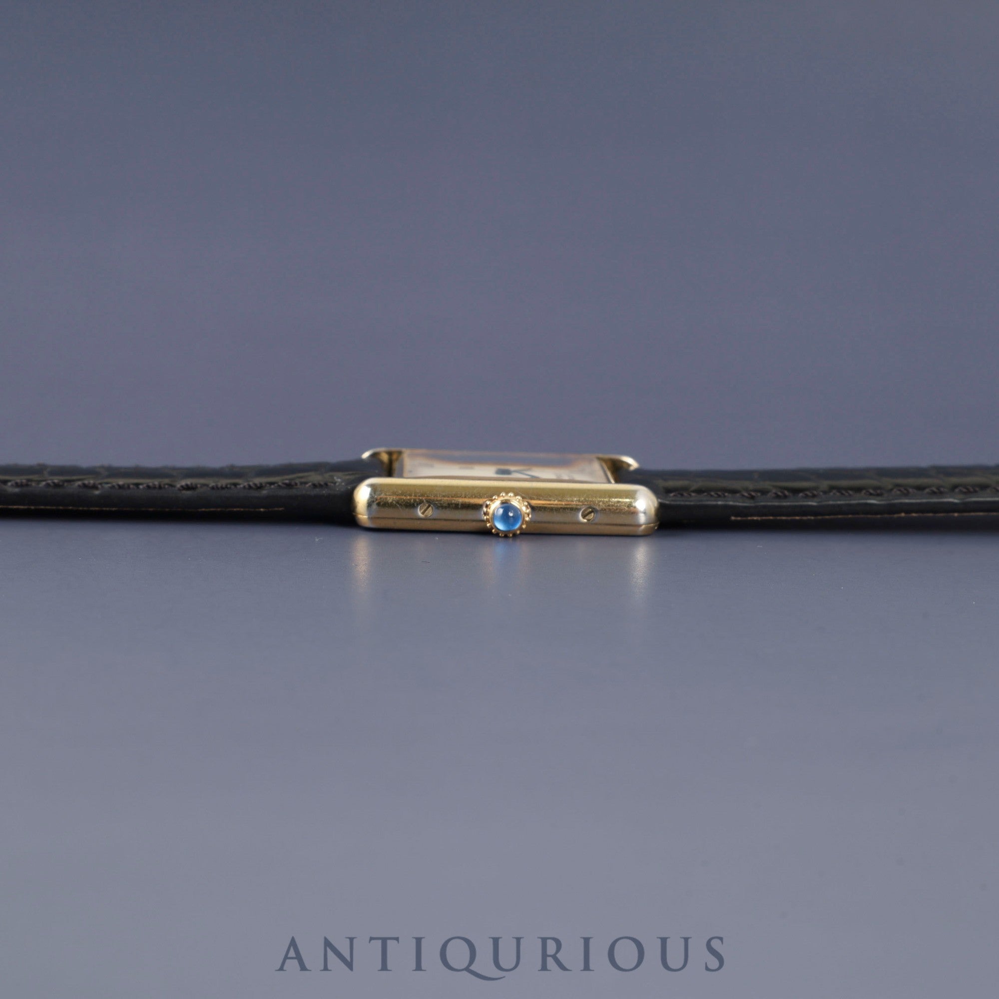 Cartier Must Tank LM 590005 Quartz Caliber 90 SV925 Leather Straight Roman Dial with Genuine GP Buckle, Overhauled