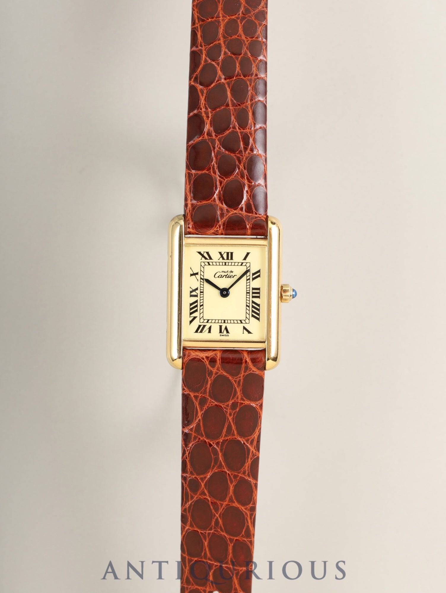 カルティエ マストタンク SM 3 66001 クォーツ SV925 革 純正尾錠(GP) アイボリーローマン文字盤(SWISS表記)1982年頃~1995年頃 カルティエブティックにてコンプリートサービス済み