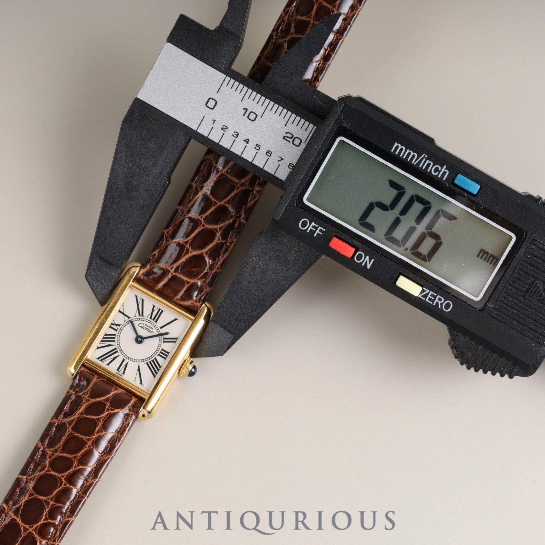 Cartier Must Tank SM 5057001 Quartz Cal.057 SV925 Leather Genuine D-buckle (GP) Opalan dial Overhauled