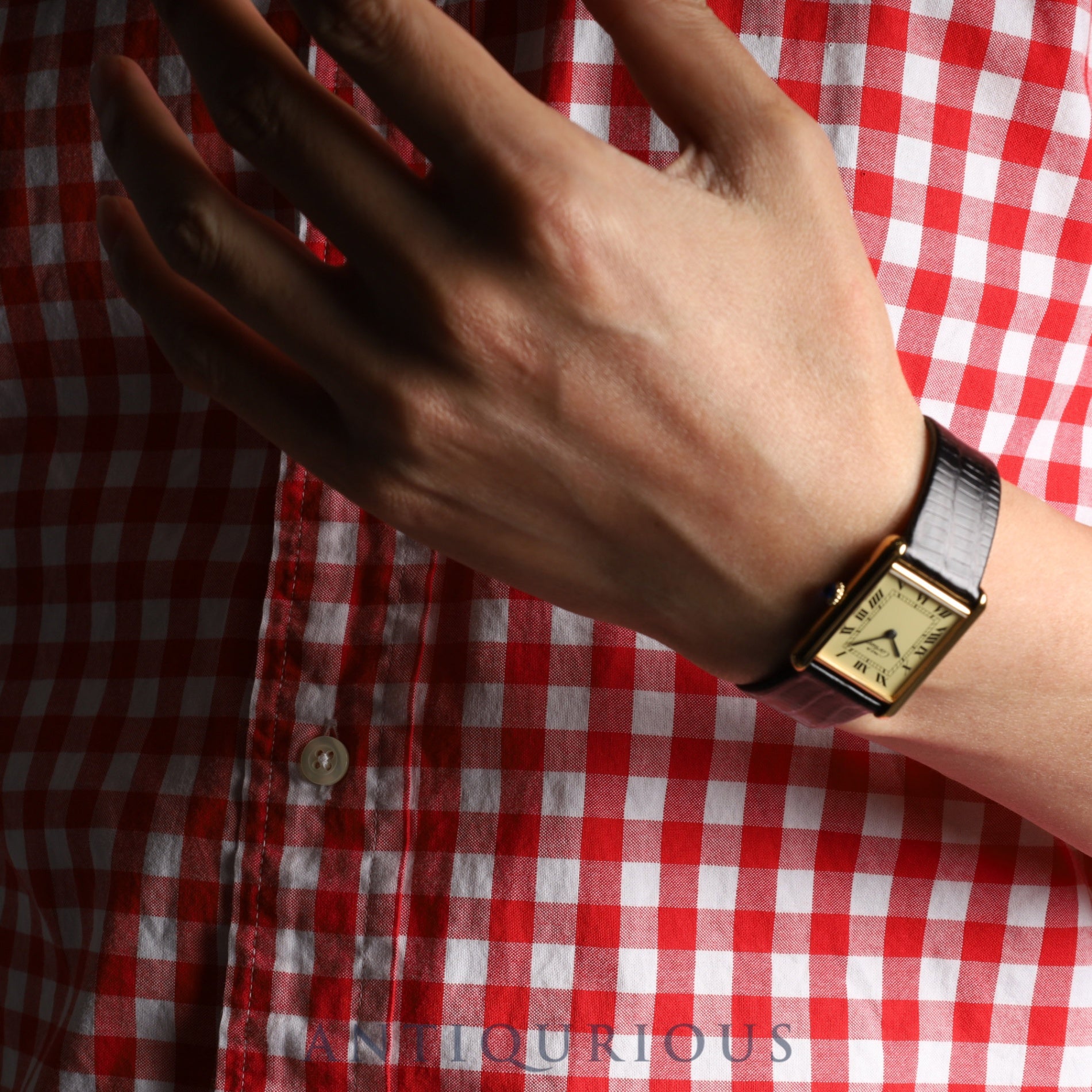 Cartier Must Tank LM Manual winding Cal.78-1 SV925 Leather Genuine buckle (GP) Ivory Roman dial Overhauled