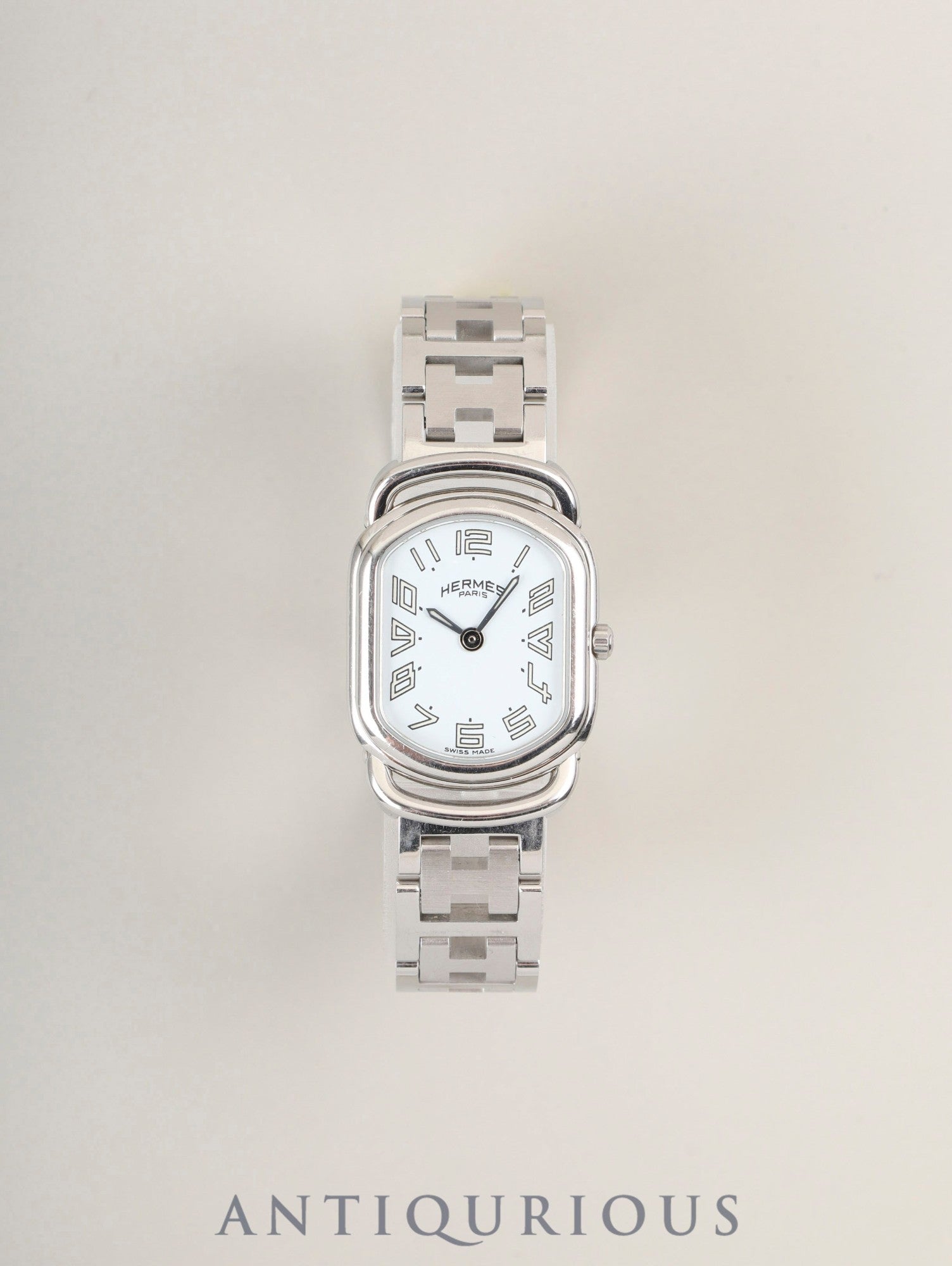 エルメス ラリー RA1.210 クォーツ Cal.976.001 SS SS ホワイト文字盤 箱 オーバーホール済み