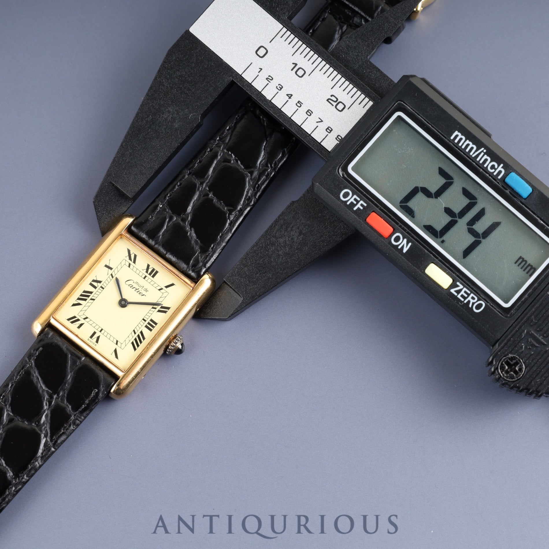 Cartier Must Tank LM Manual Winding Caliber - SV925 Leather Strap with Genuine GP Buckle, Ivory Roman Dial, Circa 1976-1981, Overhauled