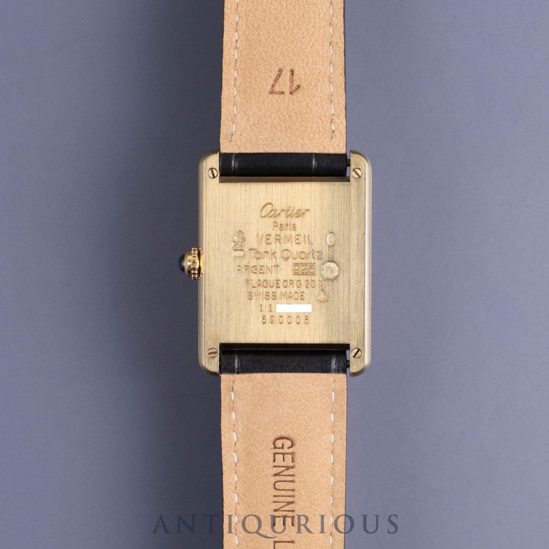 Cartier Must Tank LM 590005 Quartz Cal.90 SV925 Leather Genuine D-buckle (GP) White Arabic dial Overhauled