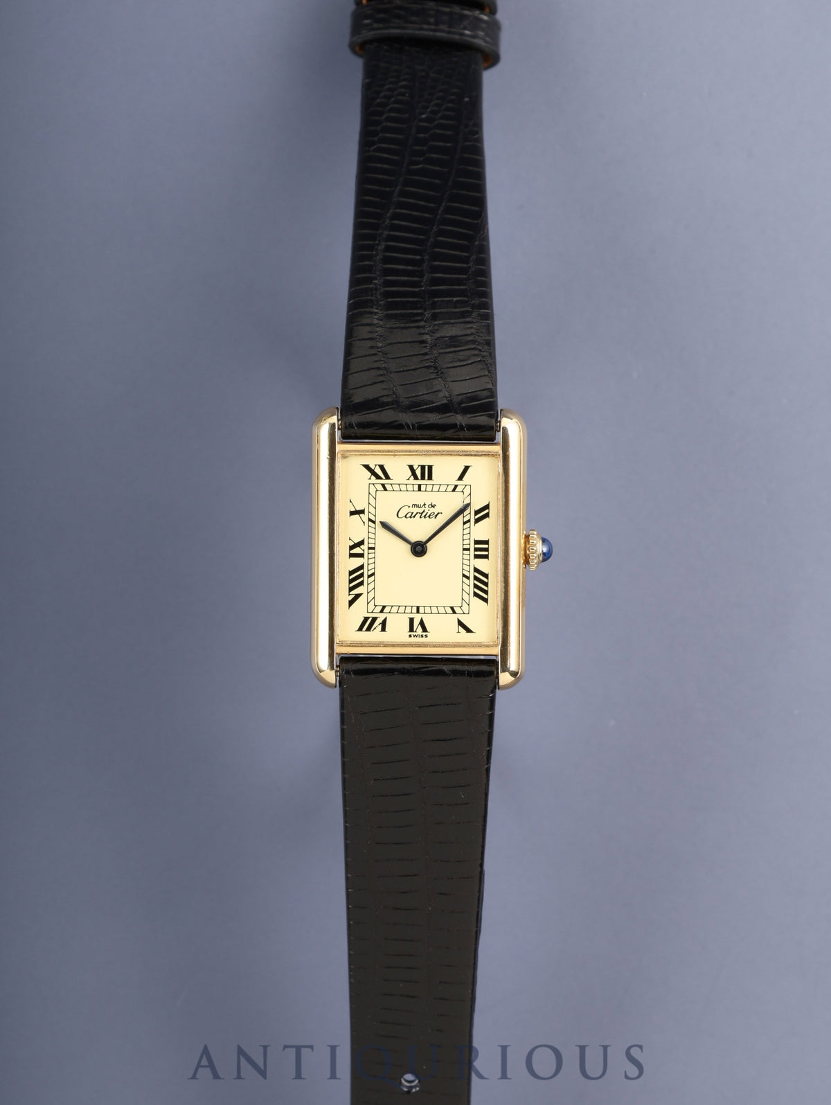 Cartier Must Tank LM Hand-wound Cal. 78-1 SV925 Leather Original Pin Buckle (GP) Ivory Roman Dial (SWISS marking) Overhauled