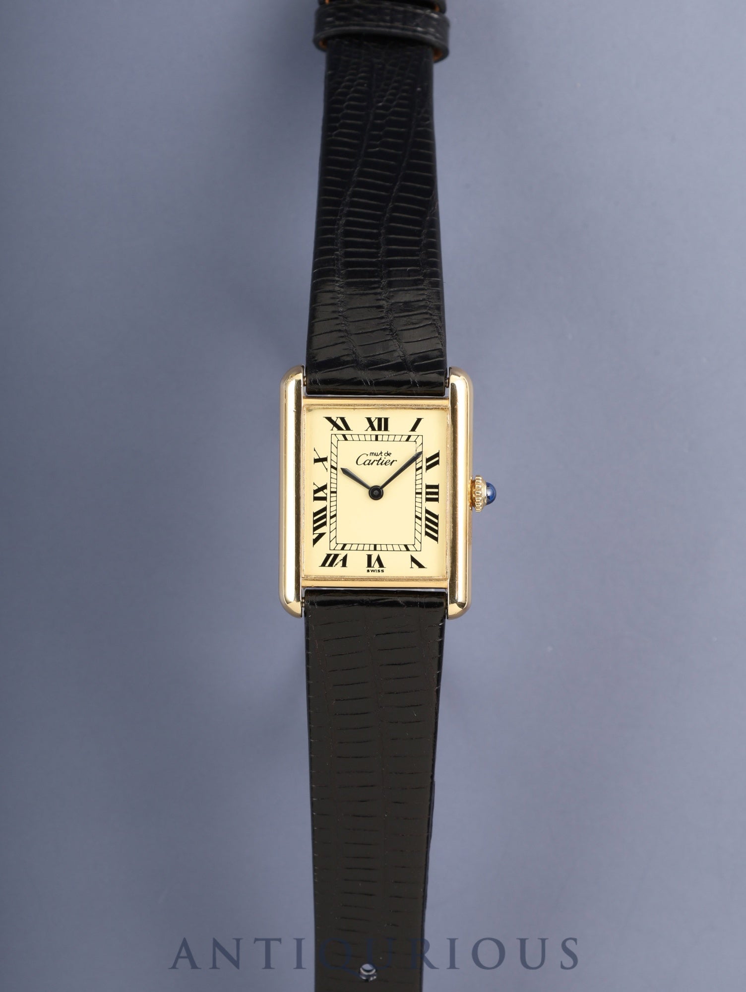 カルティエ マストタンク LM 手巻き Cal.78-1 SV925 革 純正ピンバックル(GP)アイボリーローマン文字盤(SWISS表記) オーバーホール済み