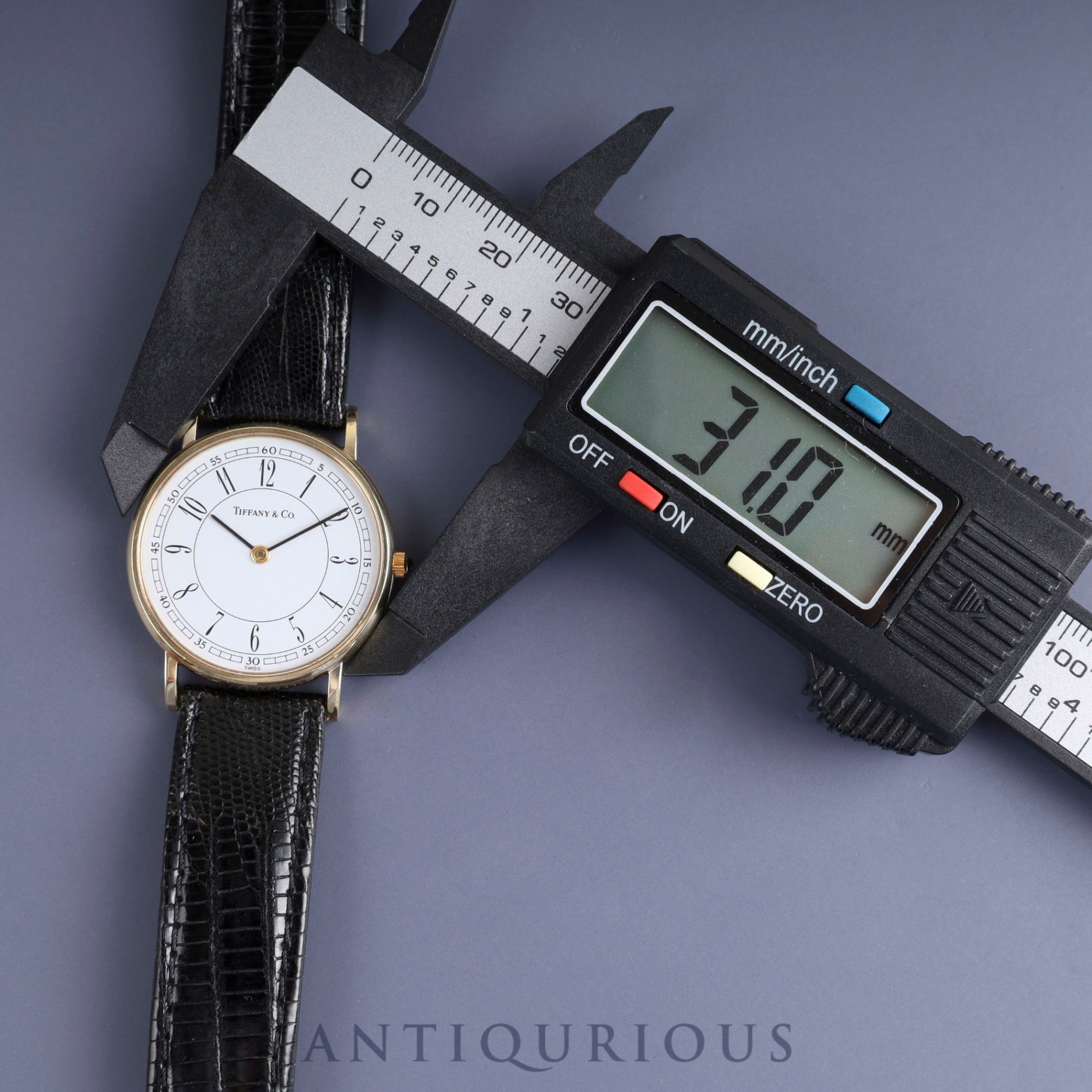 ティファニー ラウンドクラシック クォーツ Cal.ETA255.441 14K 革 社外尾錠(GP) ホワイトアラビア文字盤 オーバーホール済み