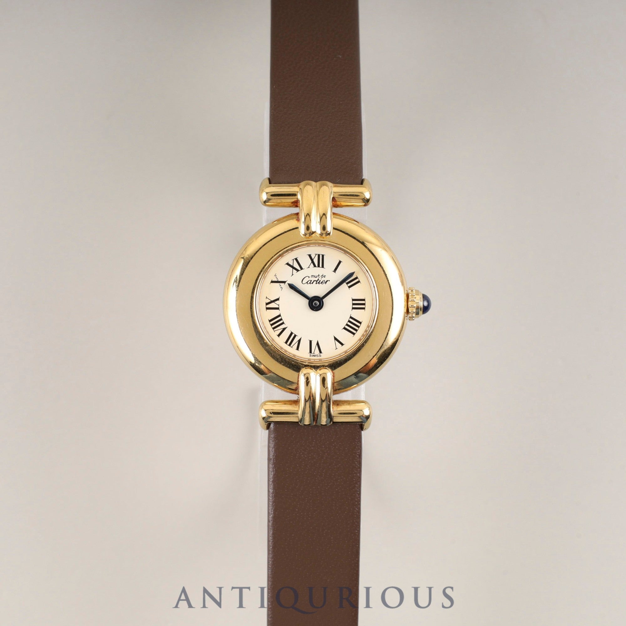 カルティエ マストコリゼ W1000653 / 590002 クォーツ Cal.90 SV925 革 純正尾錠(GP)アイボリーローマン文字盤 箱 冊子 保証書(1993年)オーバーホール済み