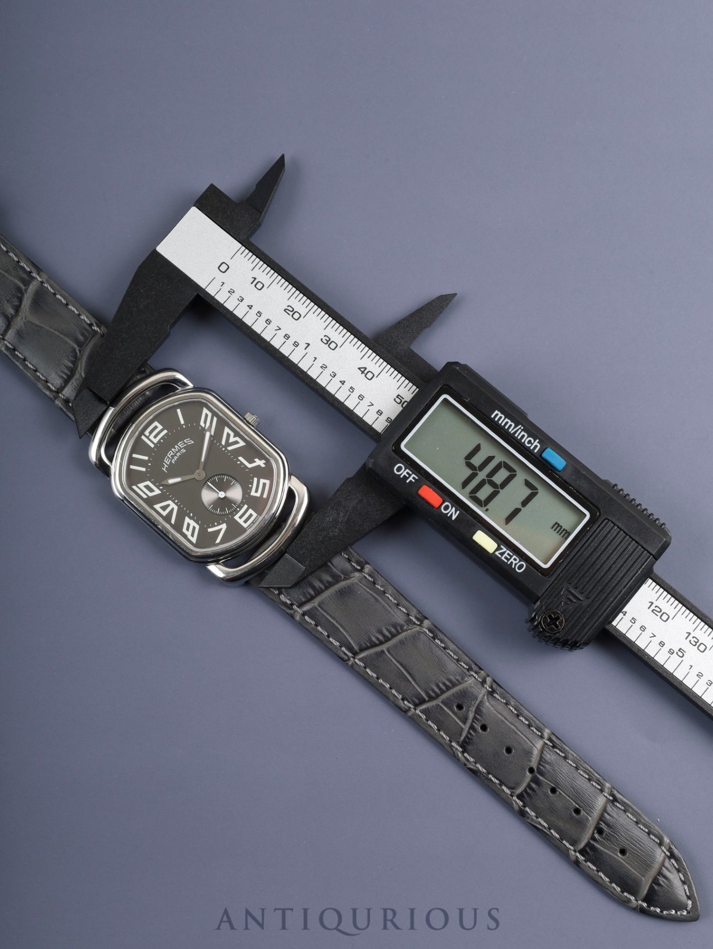 エルメス ラリー スモールセコンド RA1.810 クォーツ Cal.980.163 SS 革 社外ピンバックル(SS)グレー文字盤 オーバーホール済み