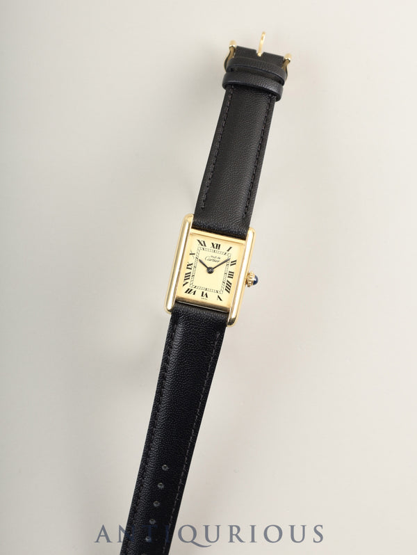 カルティエ マストタンク SM 手巻き Cal.78-1 SV925 革 純正ピンバックル(GP) アイボリーローマン文字盤(SWISS表記) オーバーホール済み