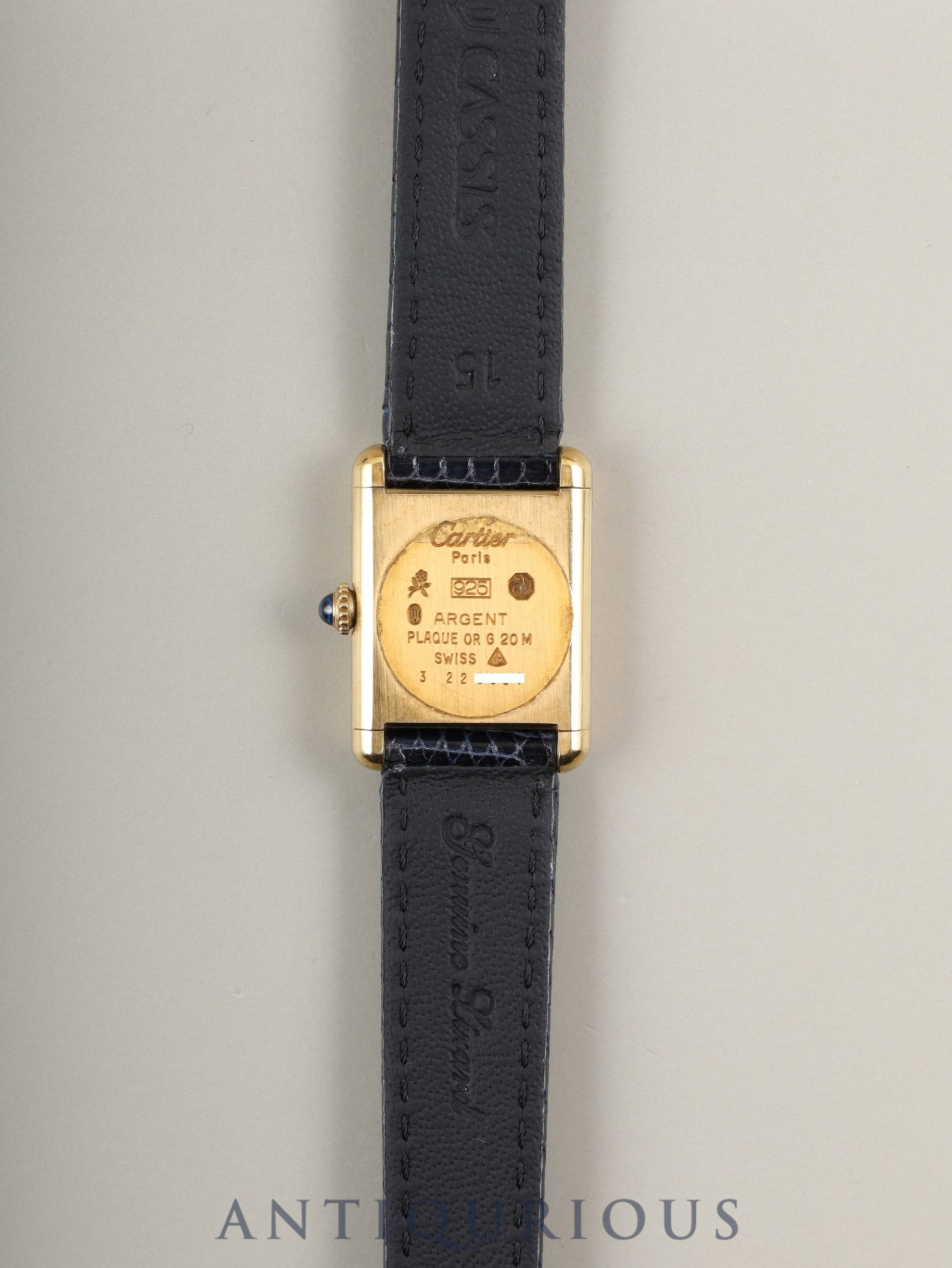 Cartier Must Tank SM Manual Winding Caliber 78-1 SV925 Leather Strap with Genuine GP Buckle, Lapis Lazuli Dial (SWISS Marking), Overhauled