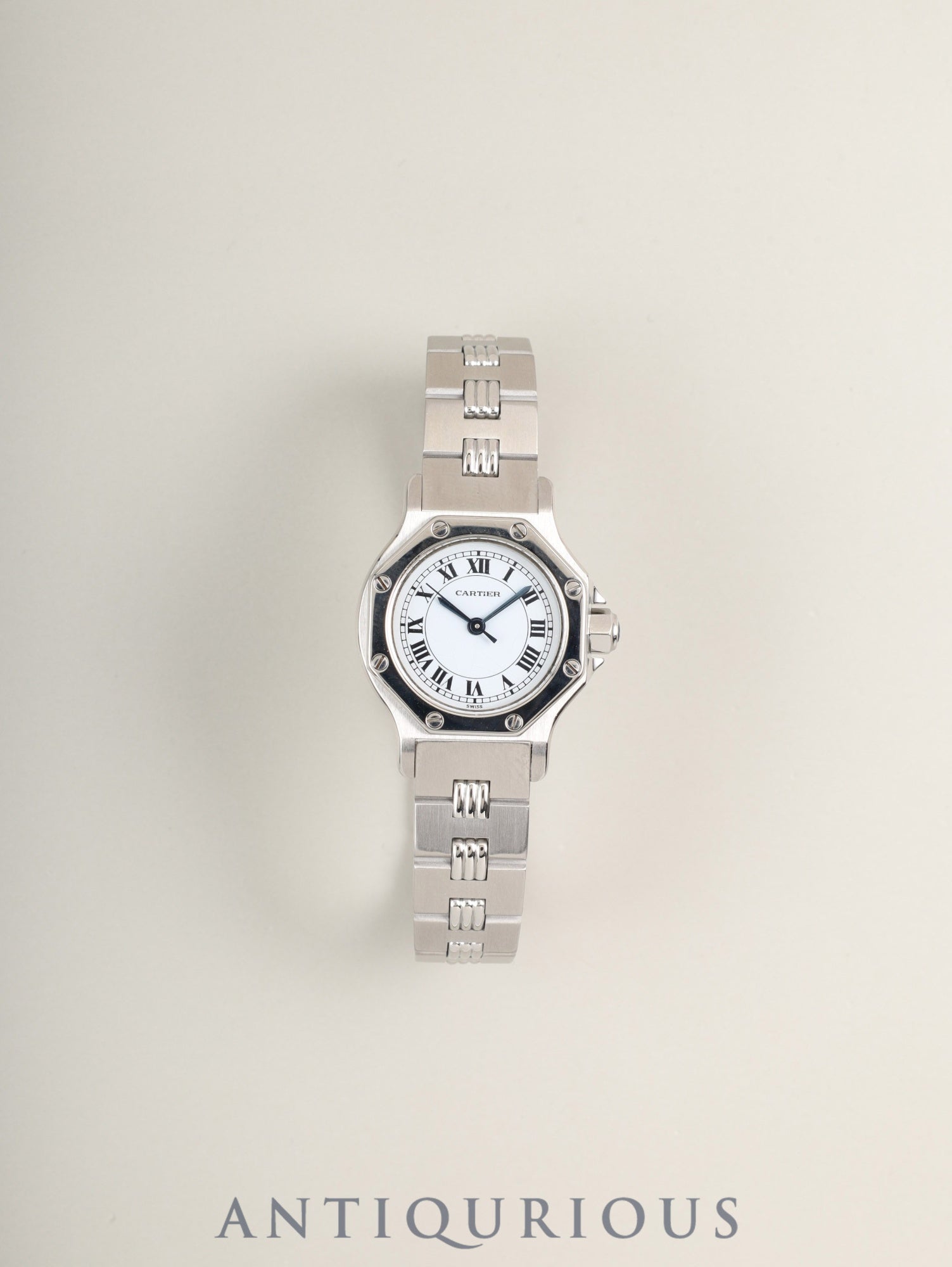 カルティエ サントス オクタゴン SM 0906 自動巻き Cal.ETA2670 SS SS ホワイトローマン文字盤 オーバーホール済み