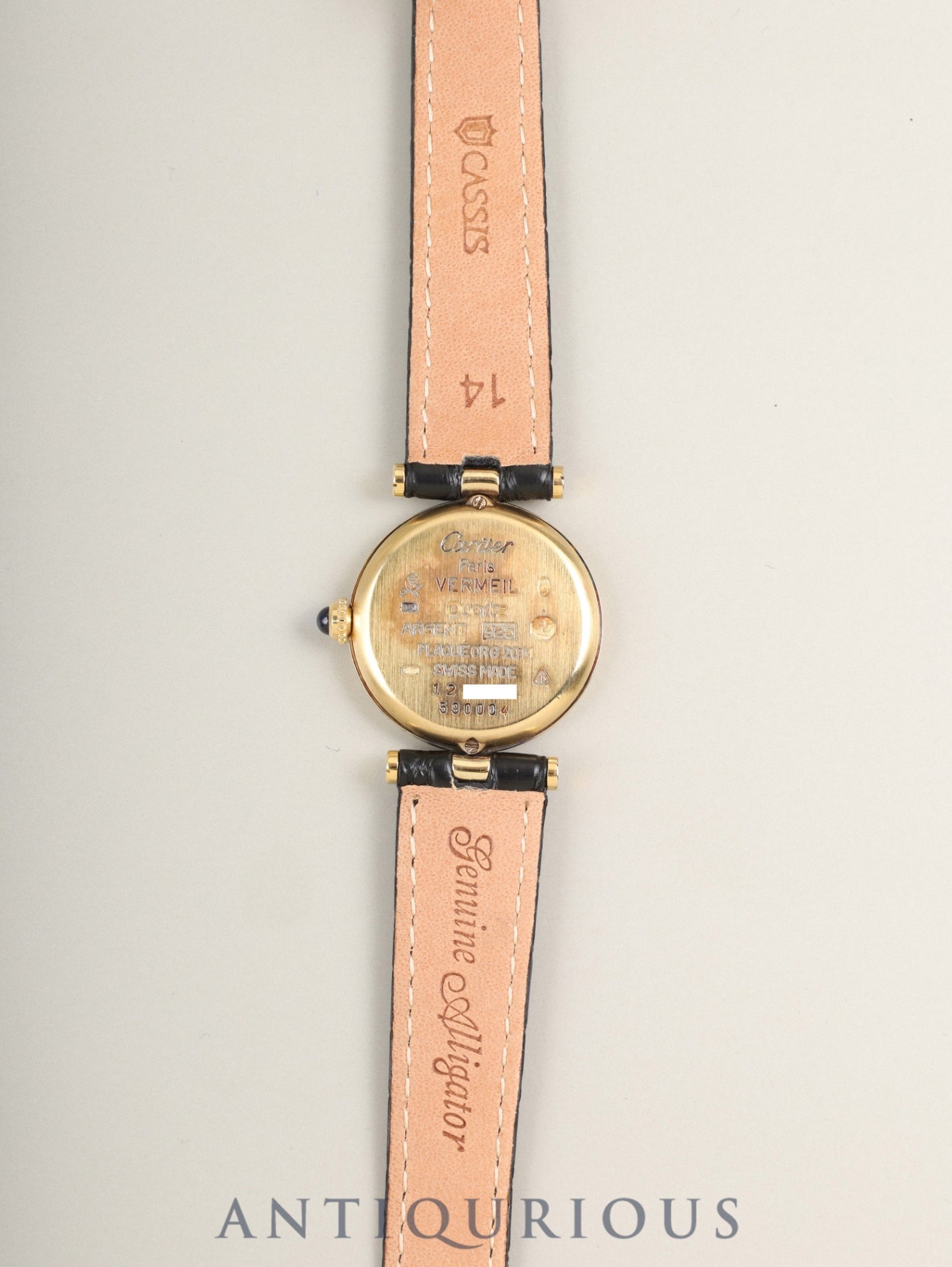 カルティエ マスト ヴァンドーム VLC SM 590004 クォーツ Cal.90 SV925 革 純正Dバックル(GP)オパラン文字盤 オーバーホール済み