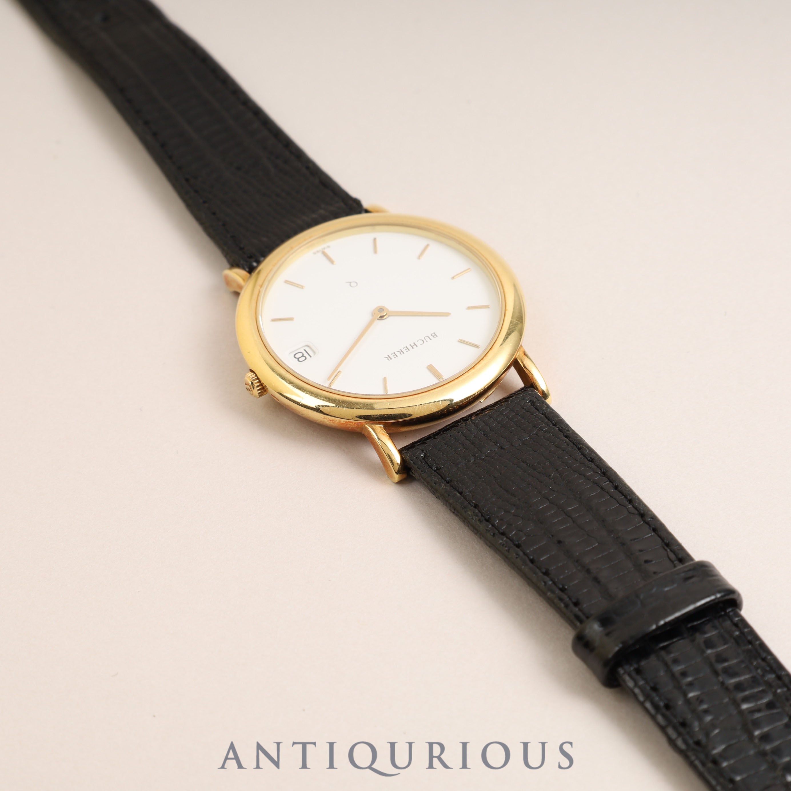 Bucherer Bucherer Round 255.020 Quartz ETA255.111 YG Genuine leather strap Genuine buckle (GP) White dial 32.0mm