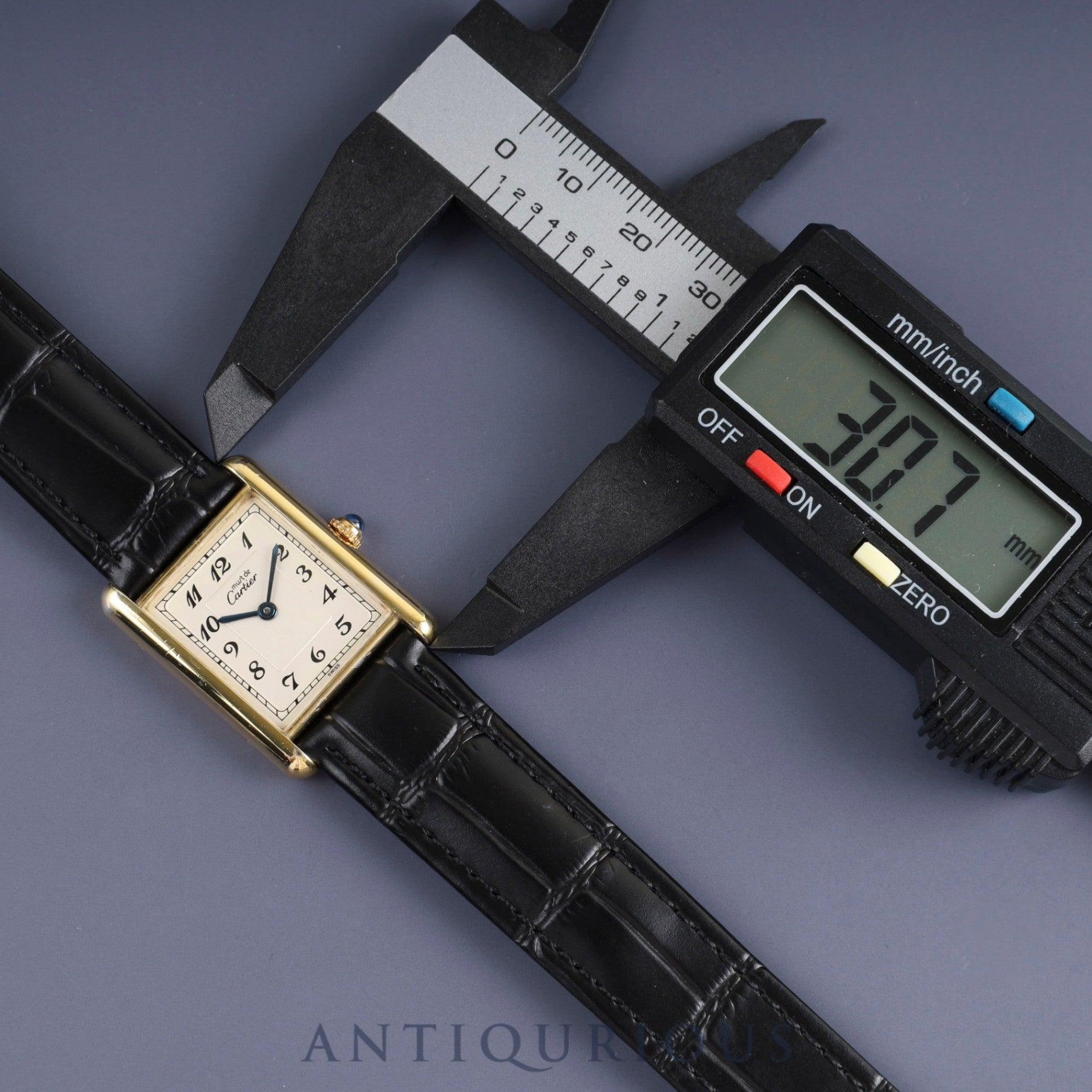 Cartier Must Tank LM 590005 Quartz Cal90 SV925 Leather Genuine D Buckle (GP) Arabic Dial Overhauled