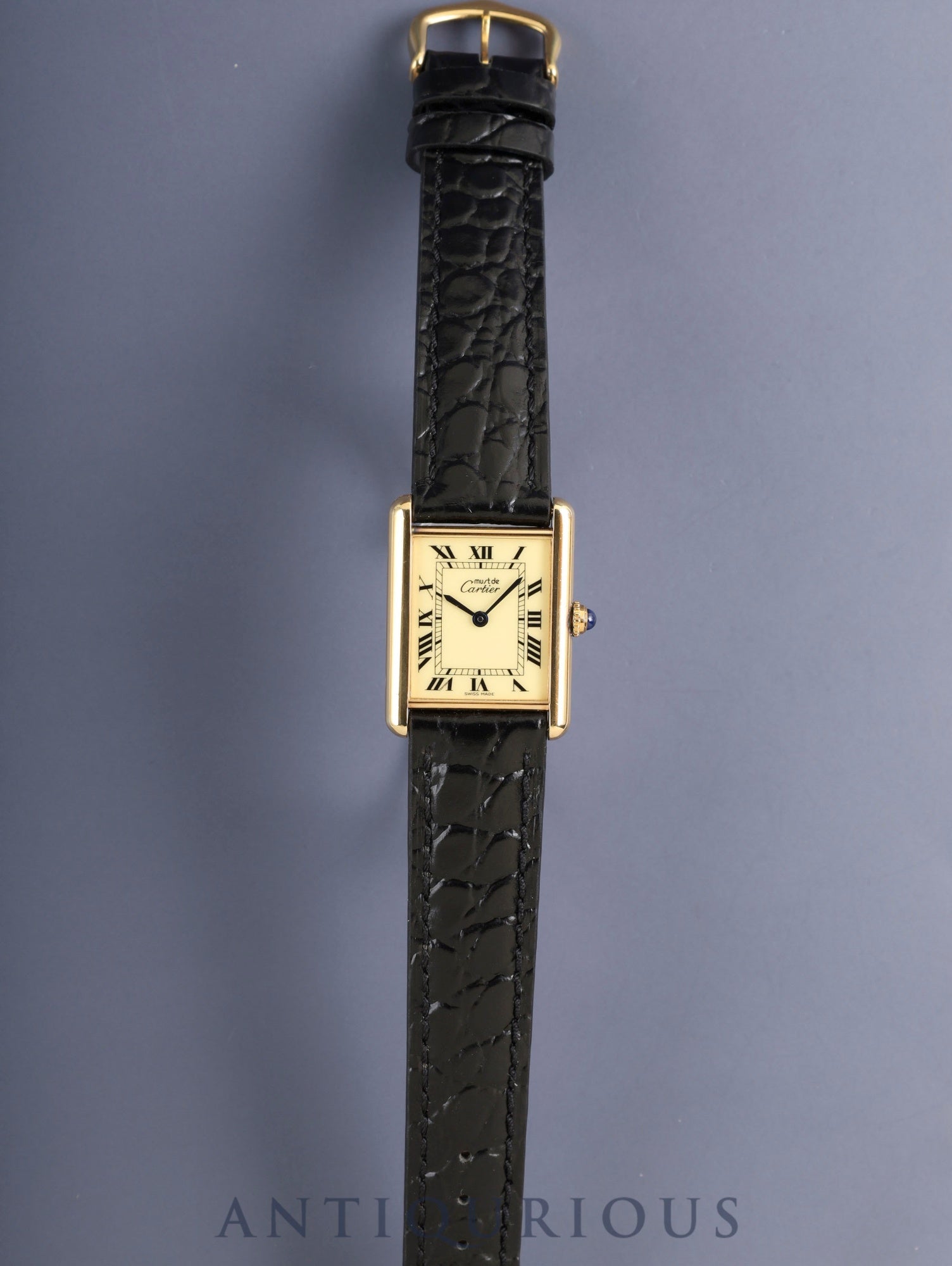 カルティエ マストタンク LM W1002754 / 1615 クォーツ SV925 革 純正ピンバックル(GP) アイボリーローマン文字盤(SWISS MADE表記)カルティエブティックにてコンプリートサービス(フルメンテナンス)済み