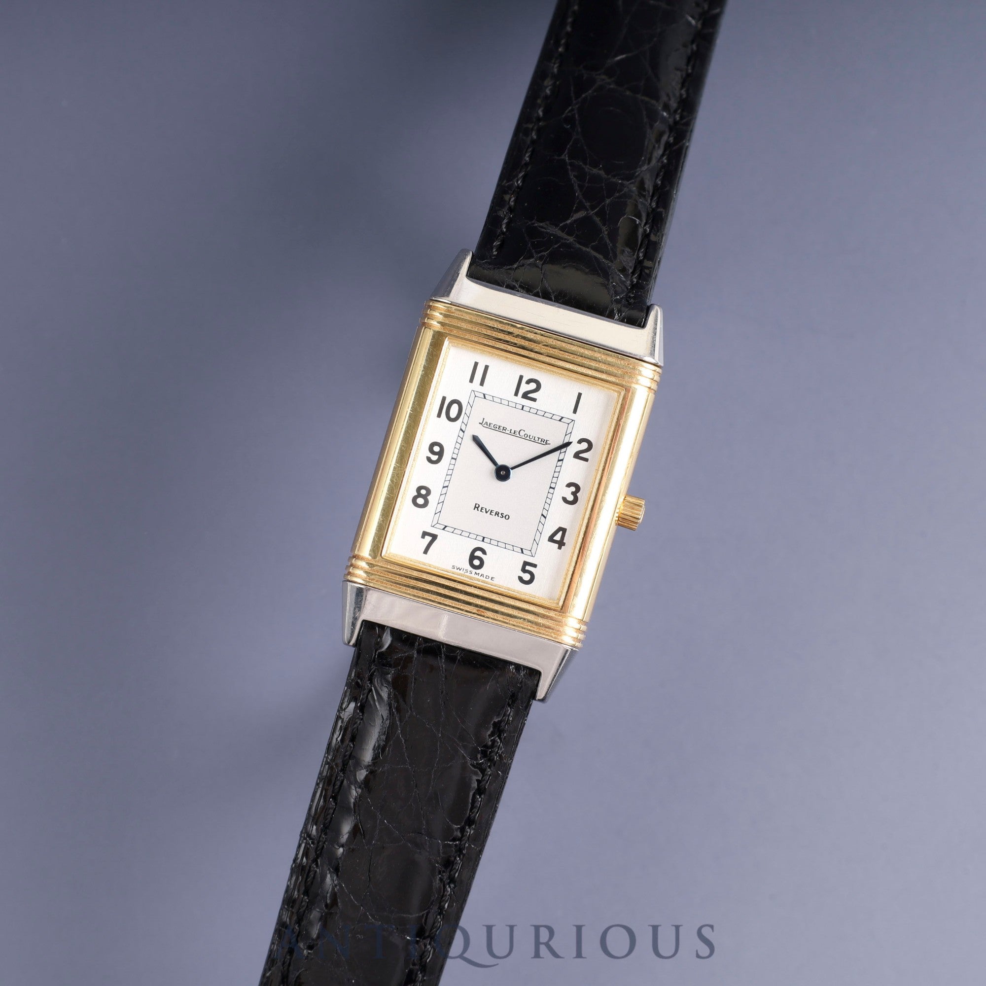 ジャガー・ルクルト レベルソ クラシック 250.8.08 クォーツ SS/YG 革 純正尾錠(SS)シルバーアラビア文字盤 オーバーホール済み ※ケース裏彫りあり