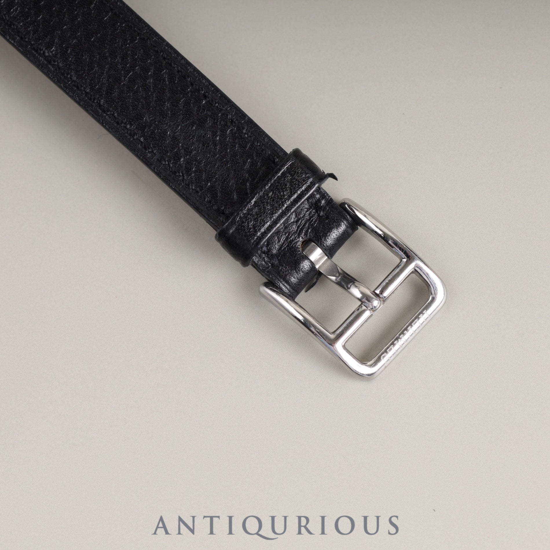 Hermes Kelly Watch KE1.210 Quartz SS Genuine Leather Strap (□D Stamp: 2000) Genuine Buckle (SS) Black Dial Overhauled