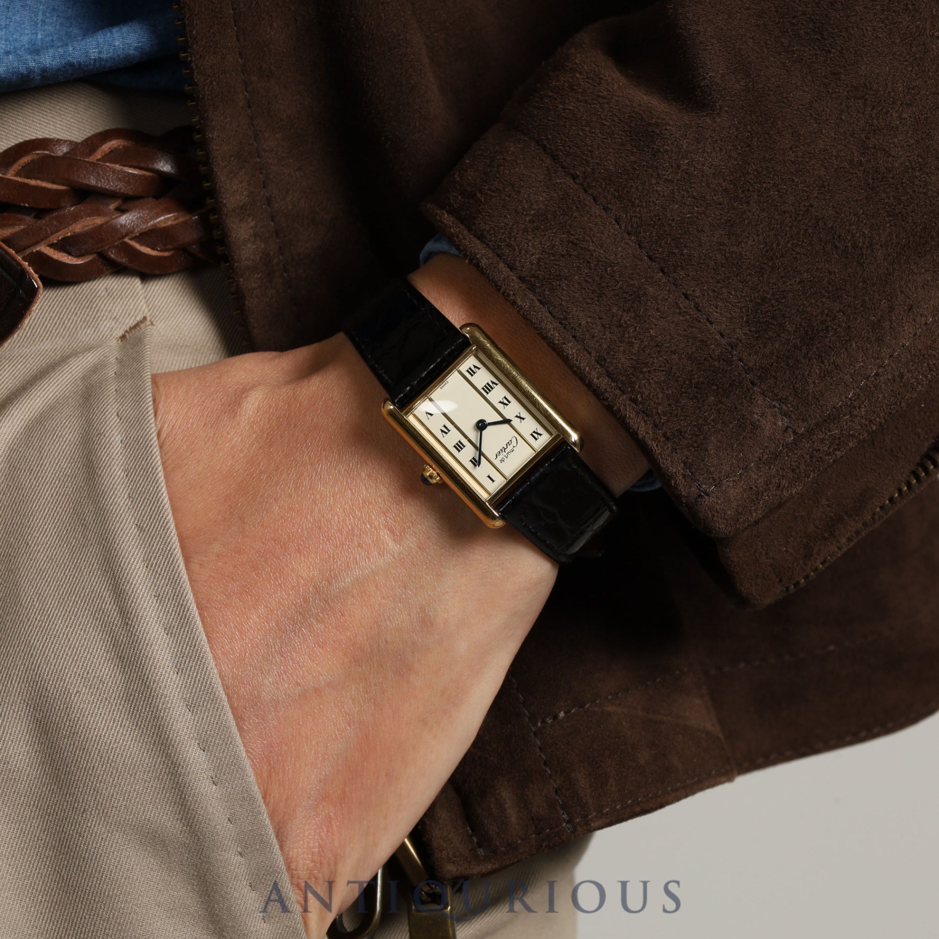 カルティエ マストタンク LM 590005 クォーツ Cal.90 SV925 革 純正尾錠(GP) ストレートローマン文字盤 オーバーホール済み