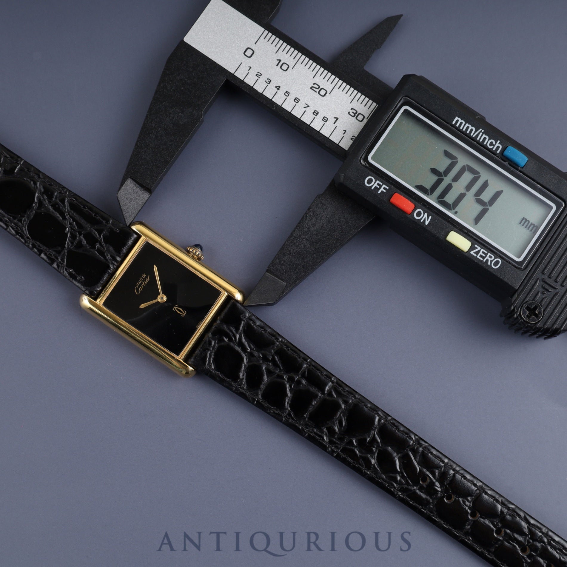 カルティエ マストタンク LM 手巻き Cal.78-1 SV925 革 純正尾錠(GP) オニキス文字盤 オーバーホール済み 新品仕上げ済み