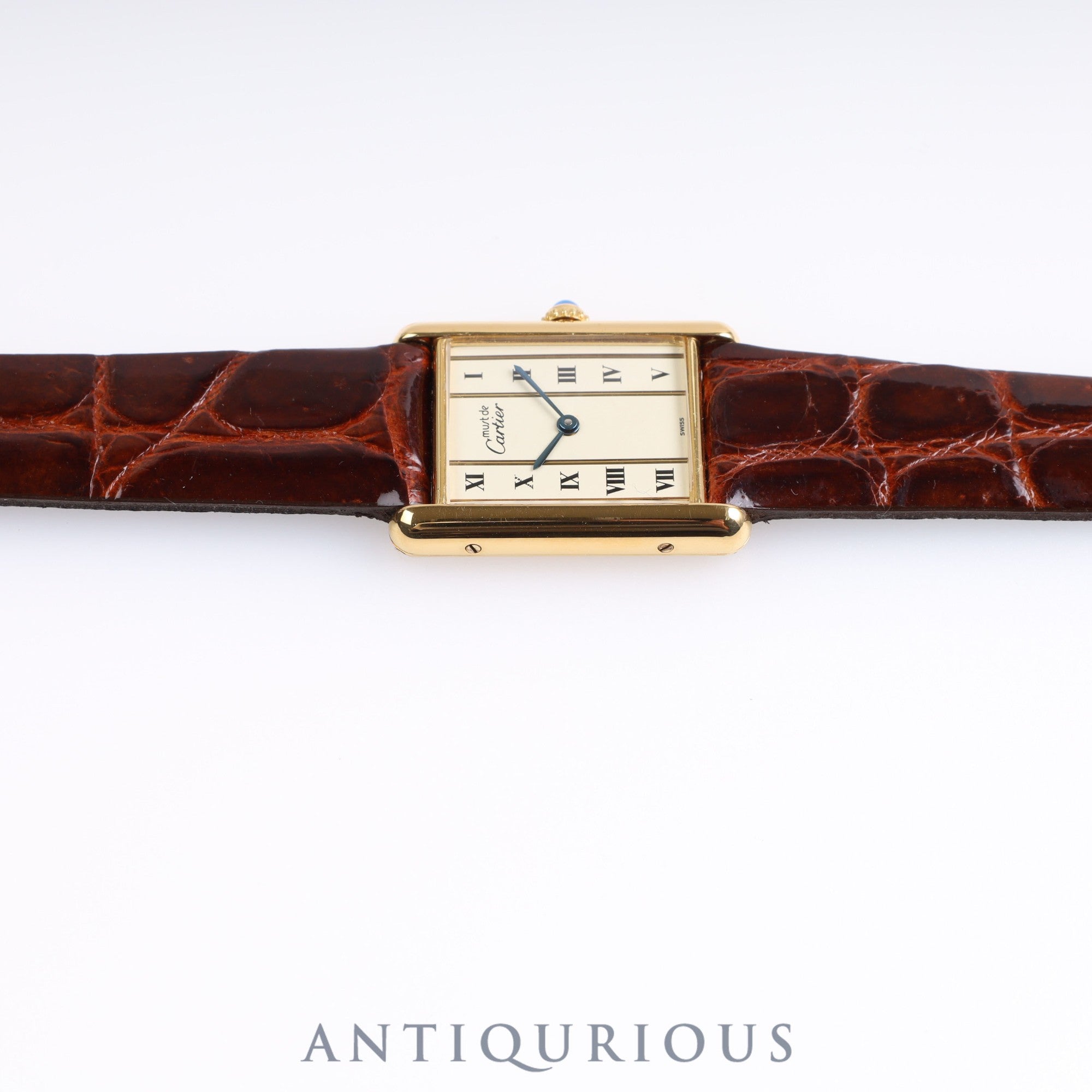 Cartier Must Tank LM QZ 590005 925 Leather Vertical Roman Dial